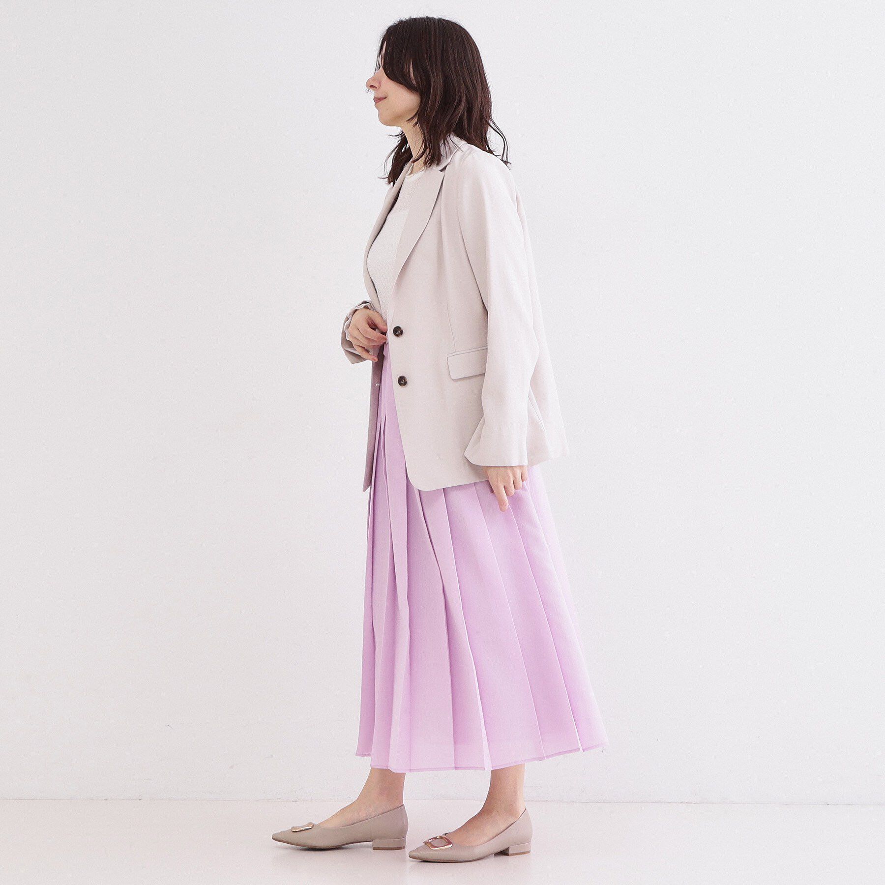 OPAQUE.CLIP「シアーリネンブレンドイージープリーツスカート【洗濯機OK】」|スカート|