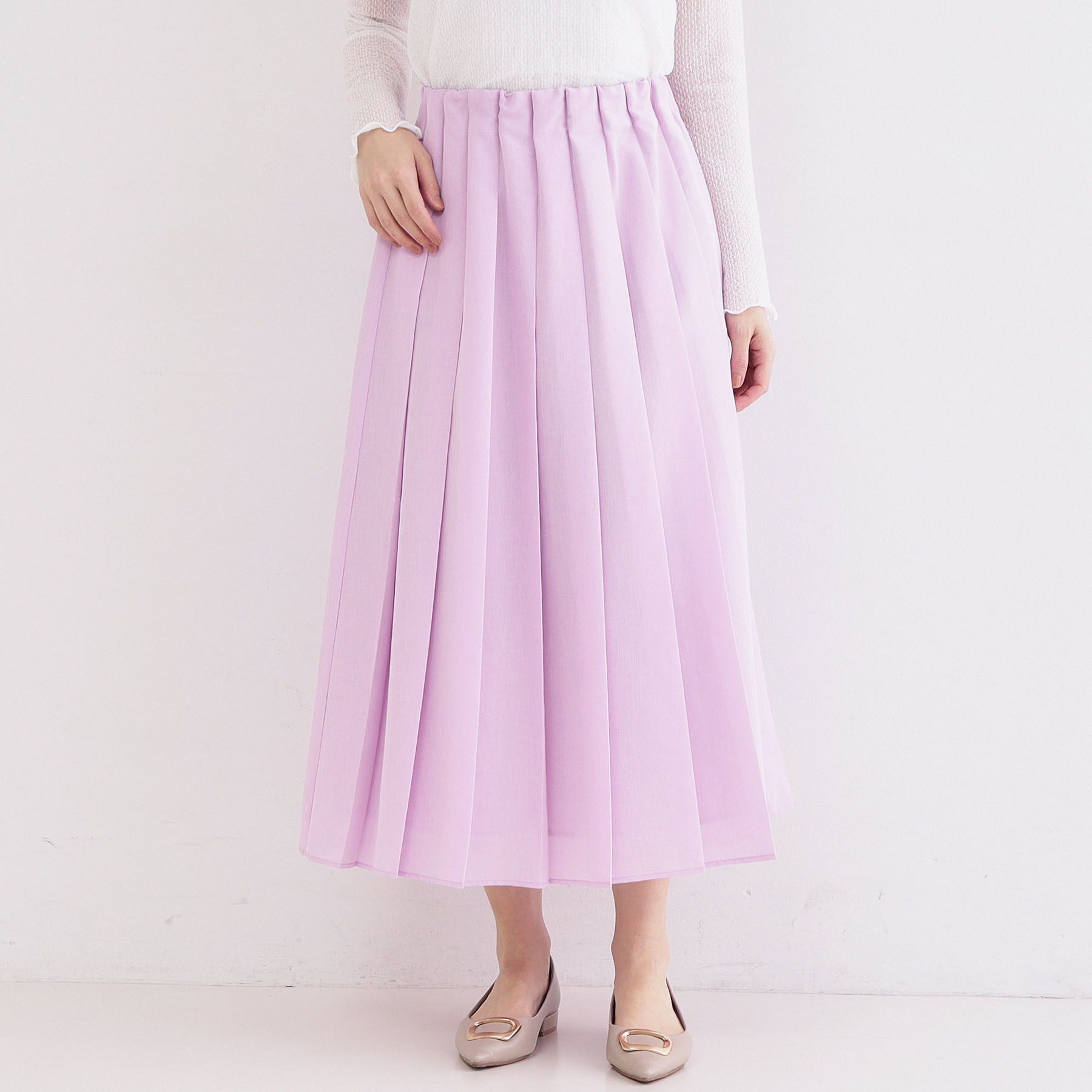 OPAQUE.CLIP「シアーリネンブレンドイージープリーツスカート【洗濯機OK】」|スカート|