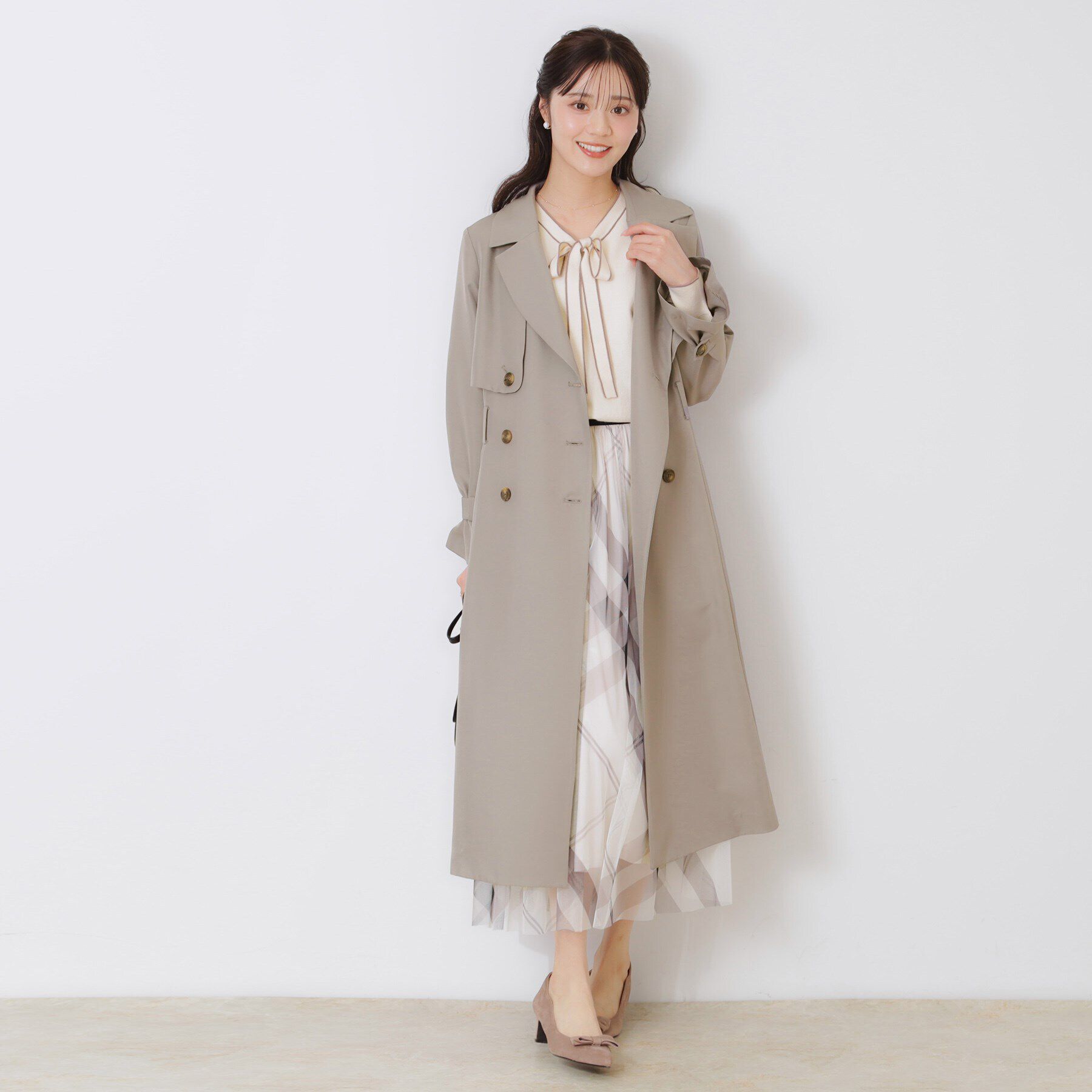 Couture broach「【撥水・通勤・大人可愛い】ロングトレンチ」|トレンチコート|