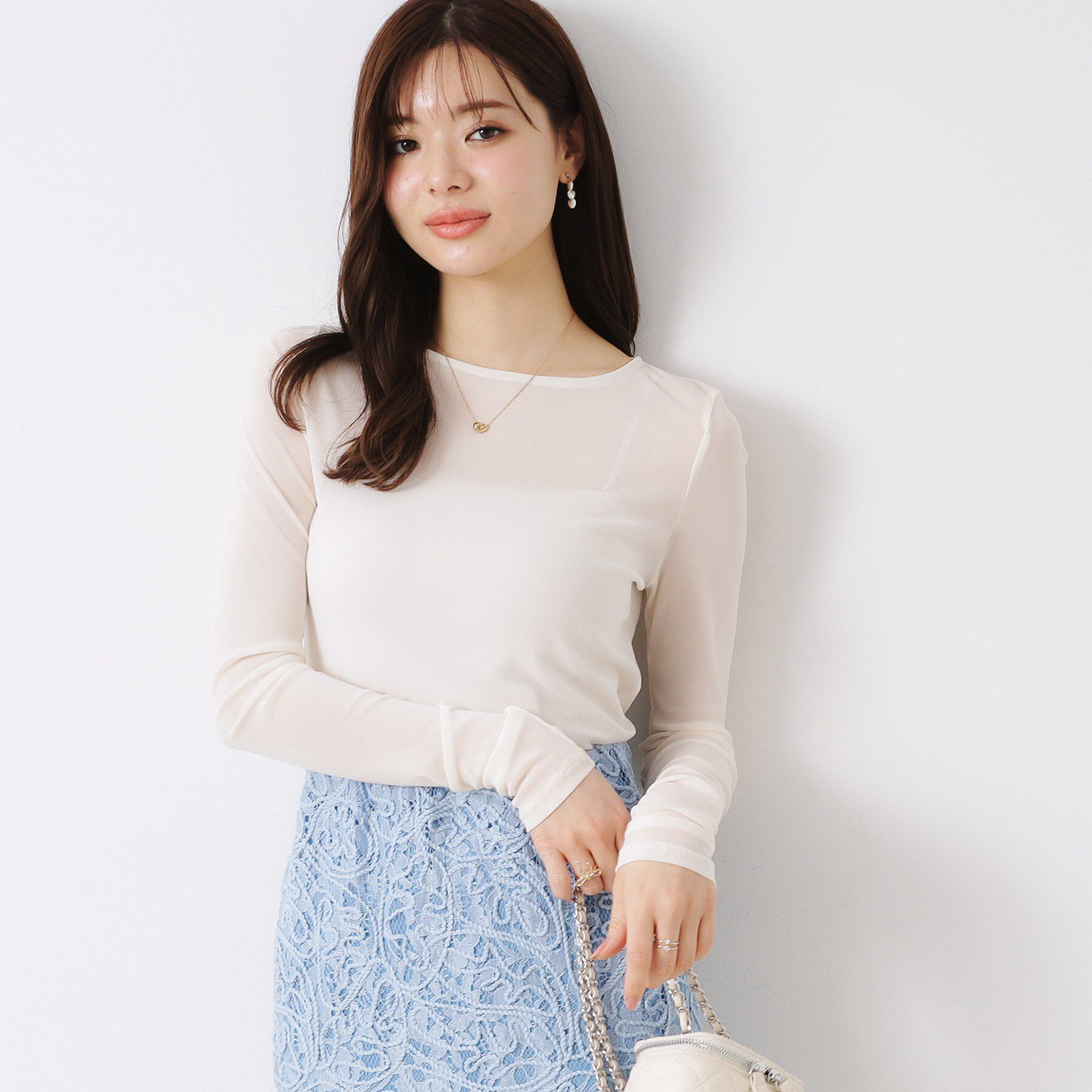 Couture broach「チュールクルーネックTシャツ」|Tシャツ・カットソー|オフホワイト(003