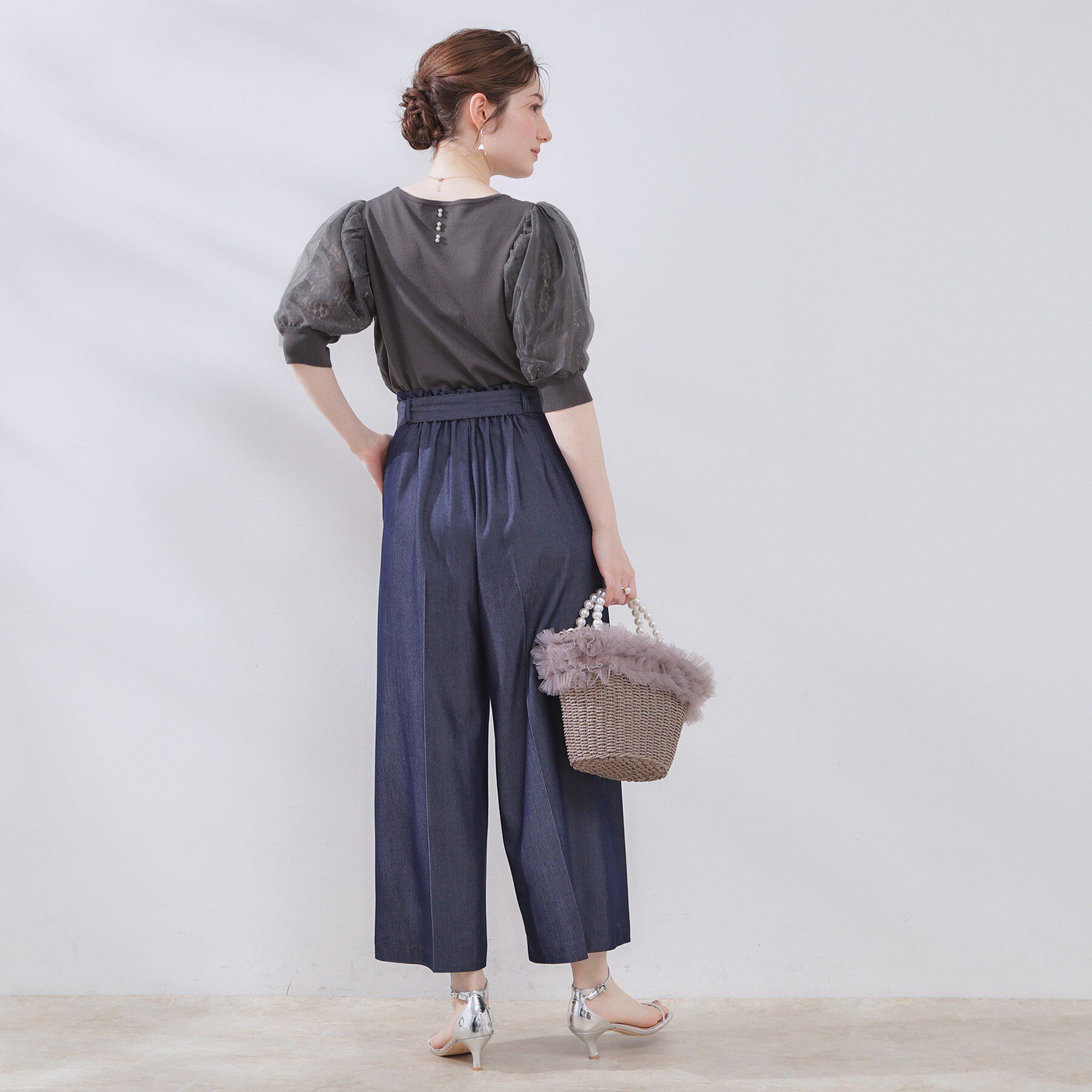 Couture broach「【洗える・UV機能・通勤】オーガンレース袖ニット」|ニット・セーター|