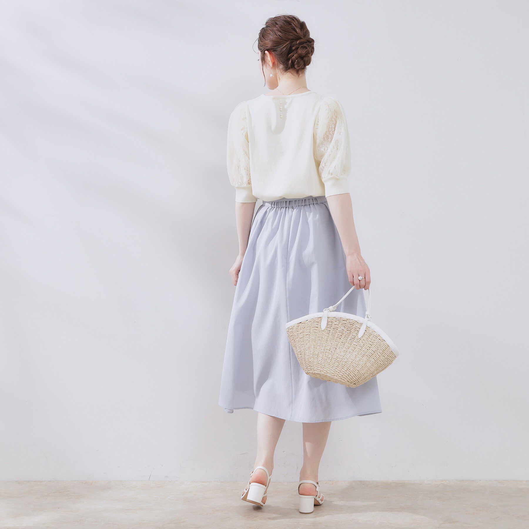 Couture broach「【洗える・UV機能・通勤】オーガンレース袖ニット」|ニット・セーター|