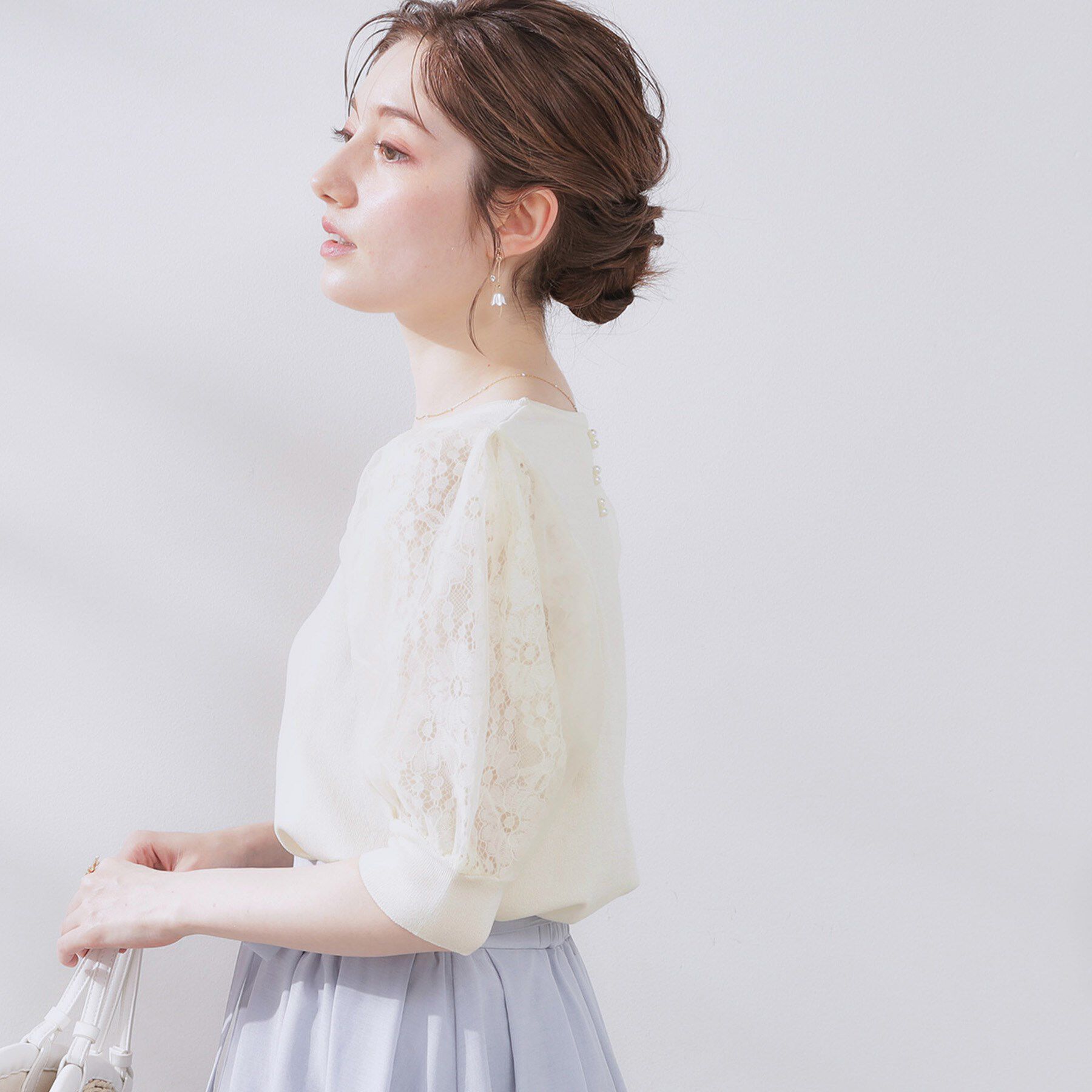 Couture broach「【洗える・UV機能・通勤】オーガンレース袖ニット」|ニット・セーター|