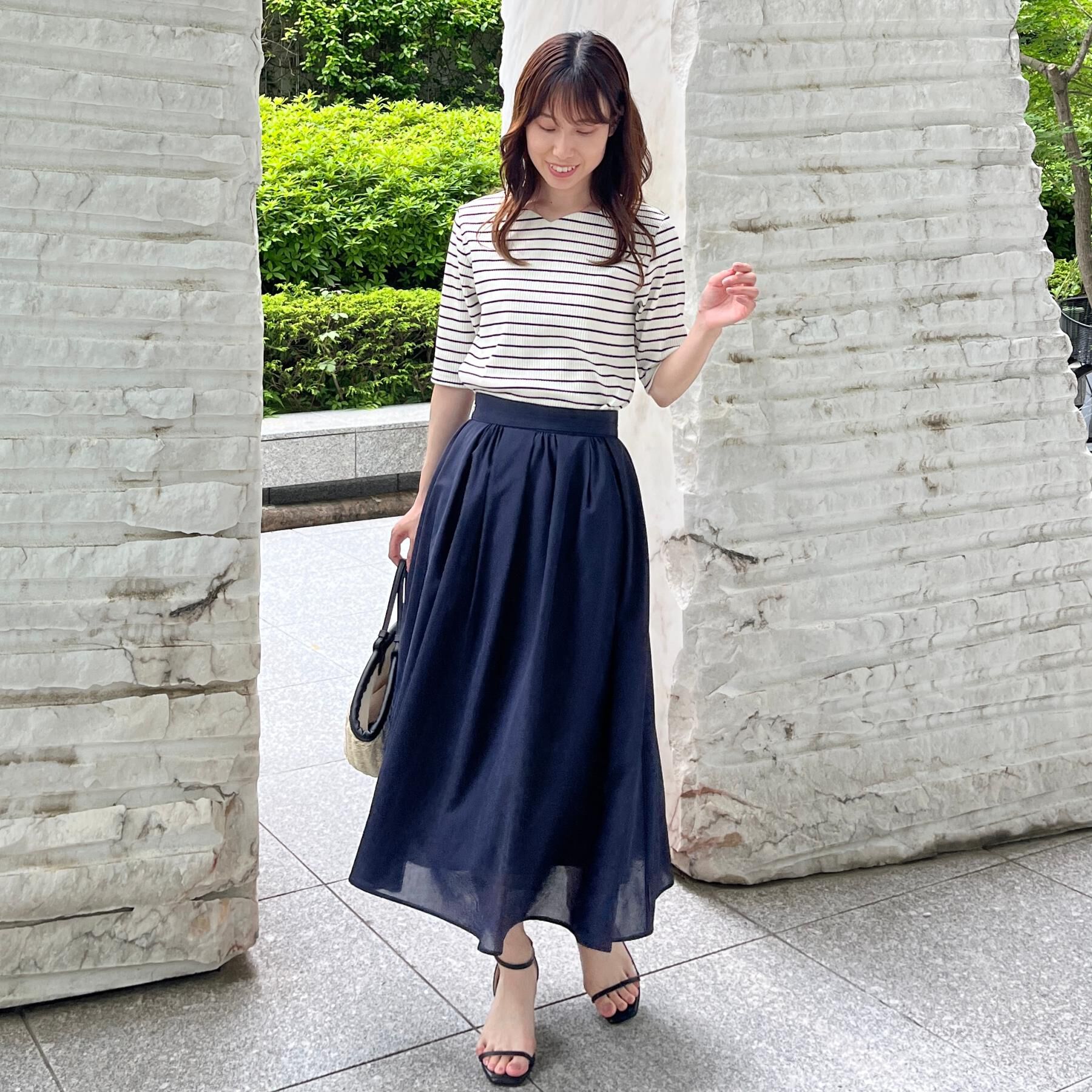 Couture broach「【マシンウォッシャブル・アンチピリング・二の腕カバー】ハートネックテレコ5分袖プルオーバー」|Tシャツ・カットソー|