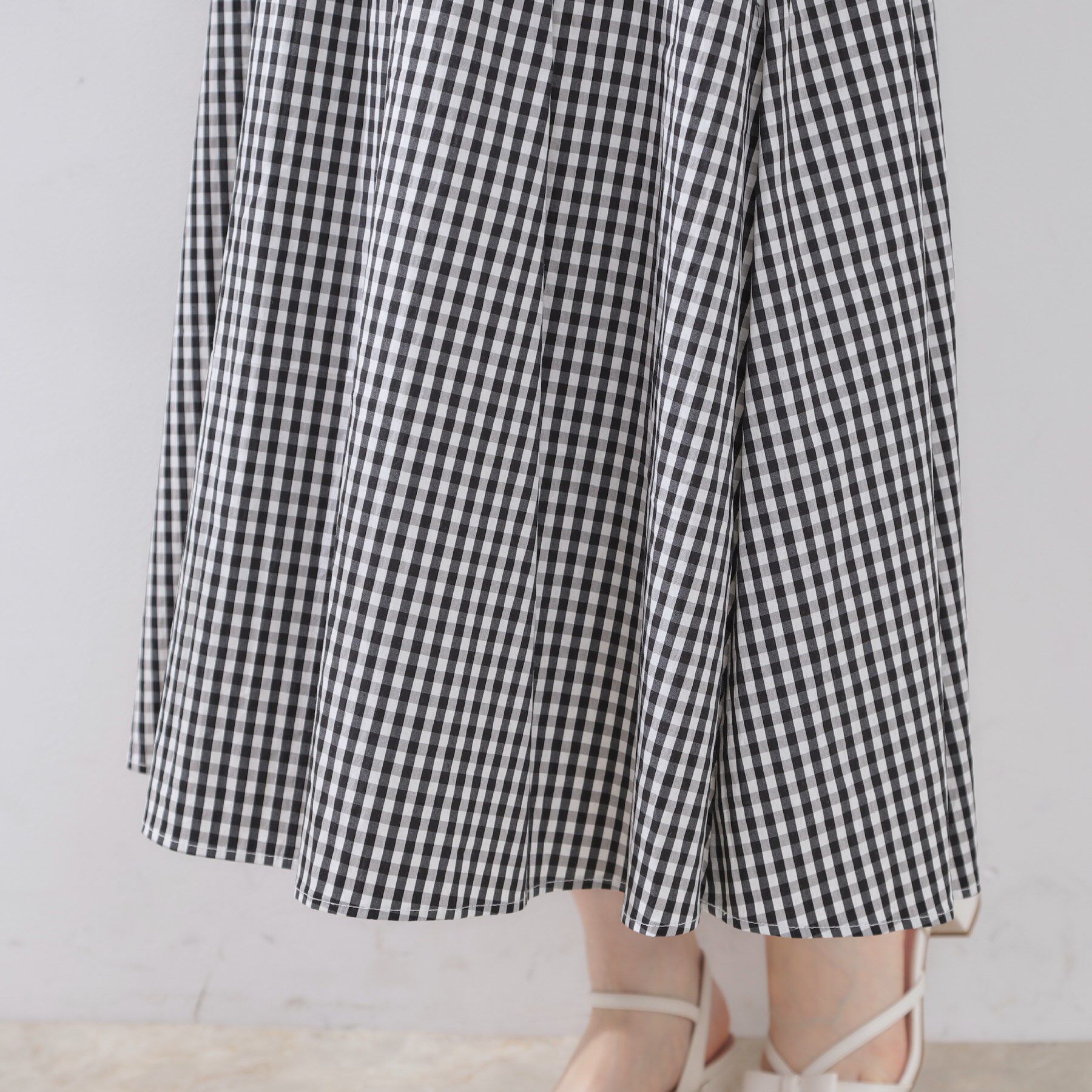 Couture broach「【大人可愛い・ゴム仕様】ギンガムチェック　タック＆ギャザースカート」|スカート|