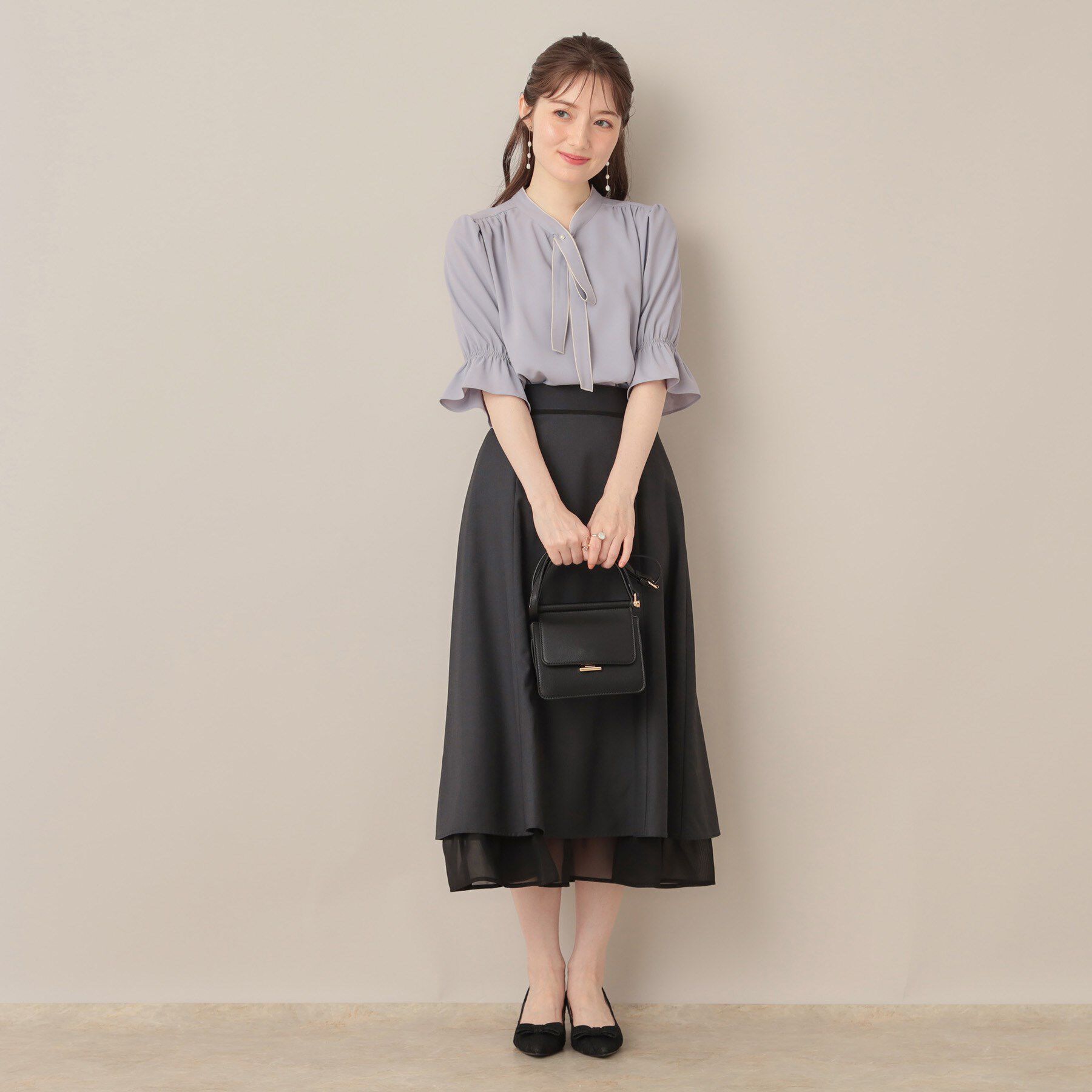 Couture broach「【大人可愛い・5分袖・通勤】デザインタイブラウス」|シャツ・ブラウス|