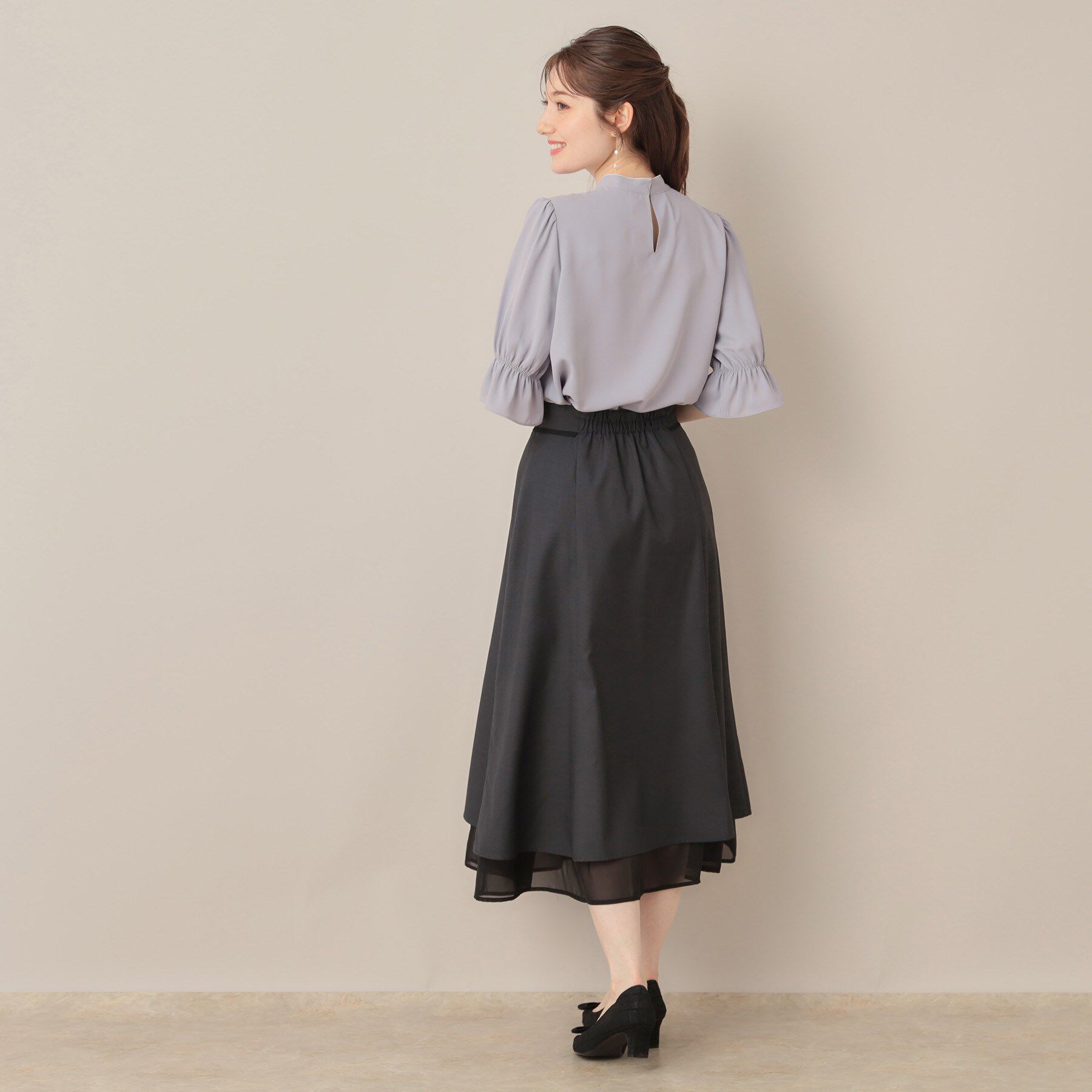 Couture broach「【大人可愛い・5分袖・通勤】デザインタイブラウス」|シャツ・ブラウス|