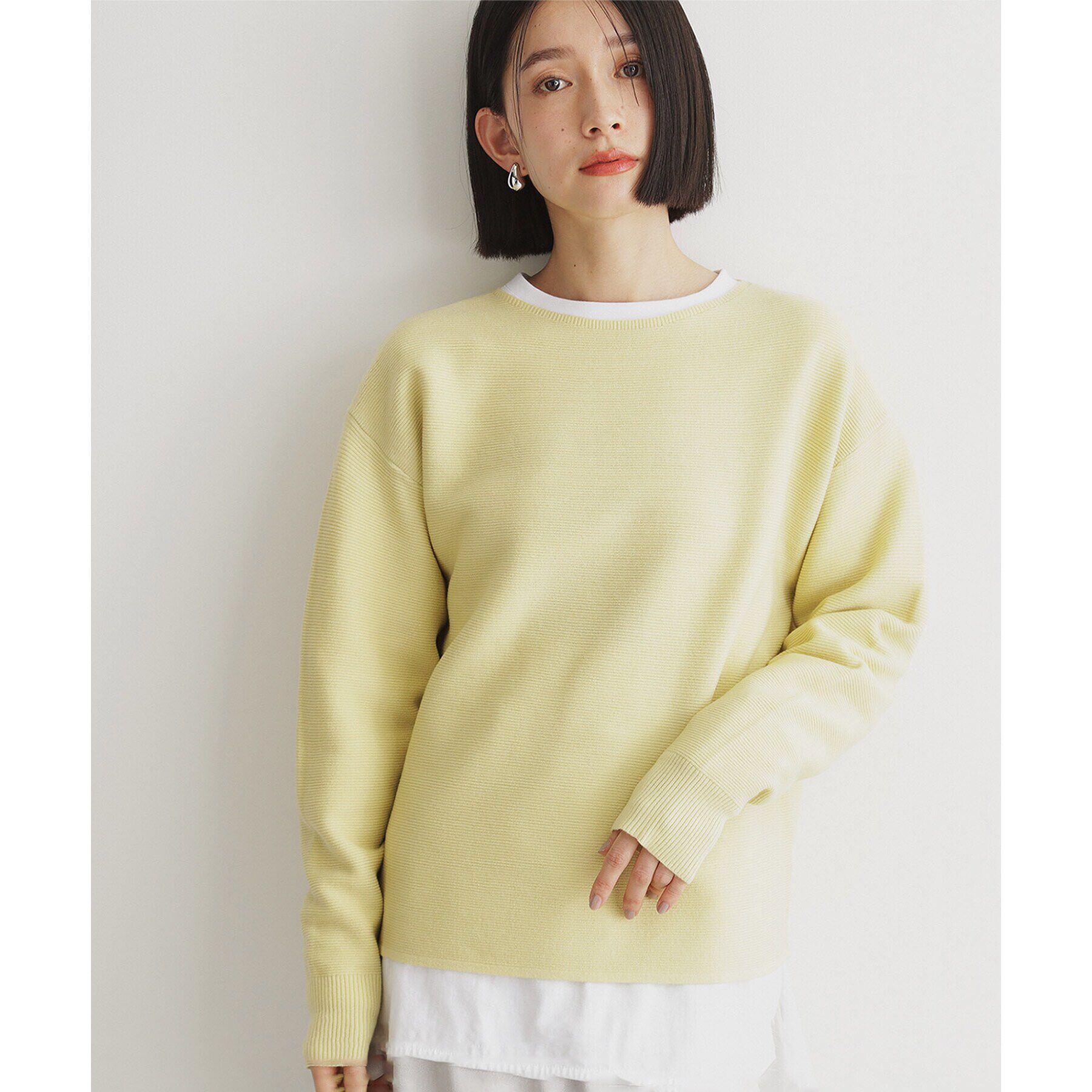 THE SHOP TK「【毛玉になりにくい/蓄熱性】春色_美人ガーターニット/洗える/体形カバー」|ニット・セーター|イエロー(031)