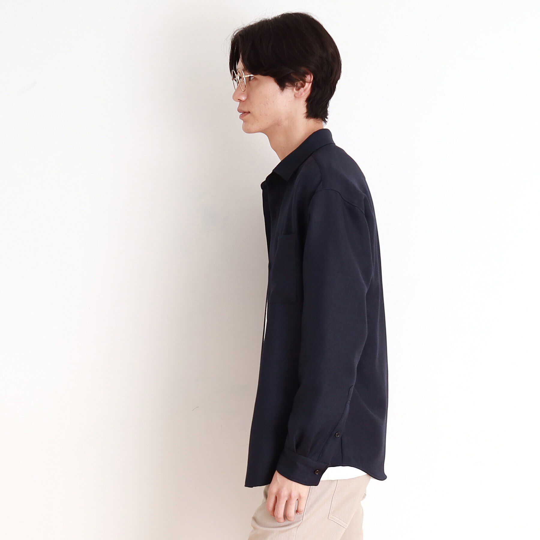 THE SHOP TK「ウールライクへリンボンシャツ リラックスシルエット」|シャツ・ブラウス|