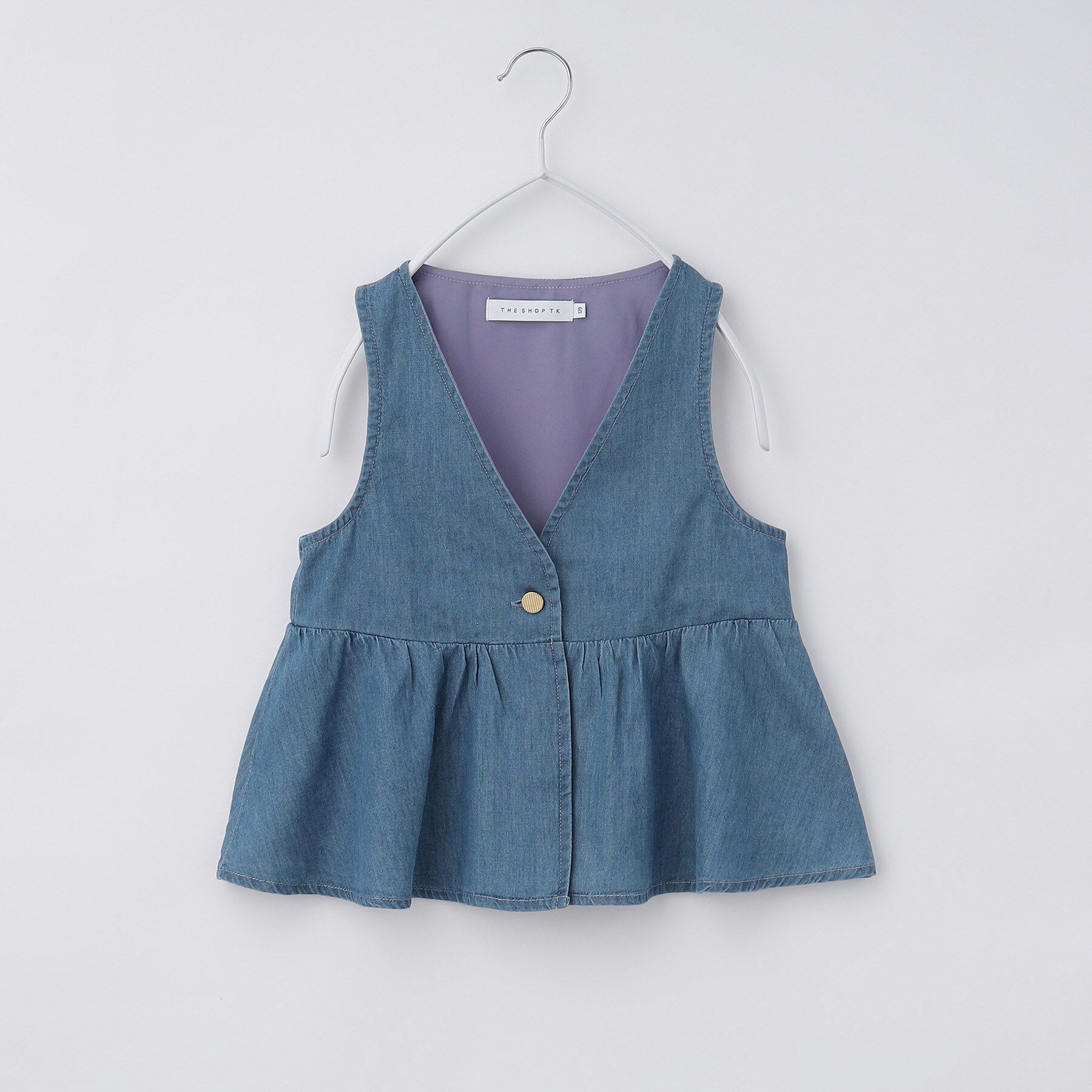 THE SHOP TK「【120-150】ペプラムライトデニムジレ/洗濯機OK・ママとおそろい」|ベスト・ジレ|