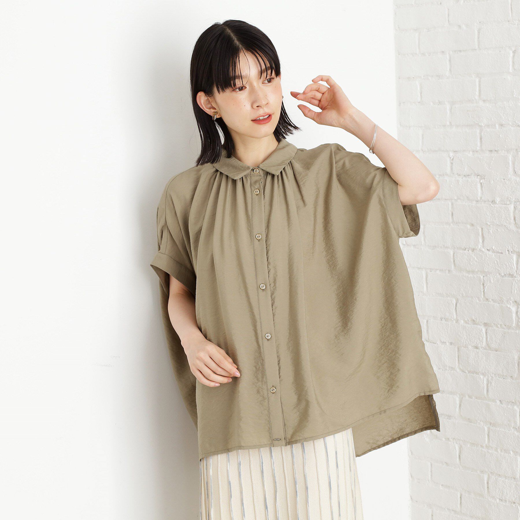 THE SHOP TK「ギャザーボリュームシャツ【洗濯機OK】」|シャツ・ブラウス|