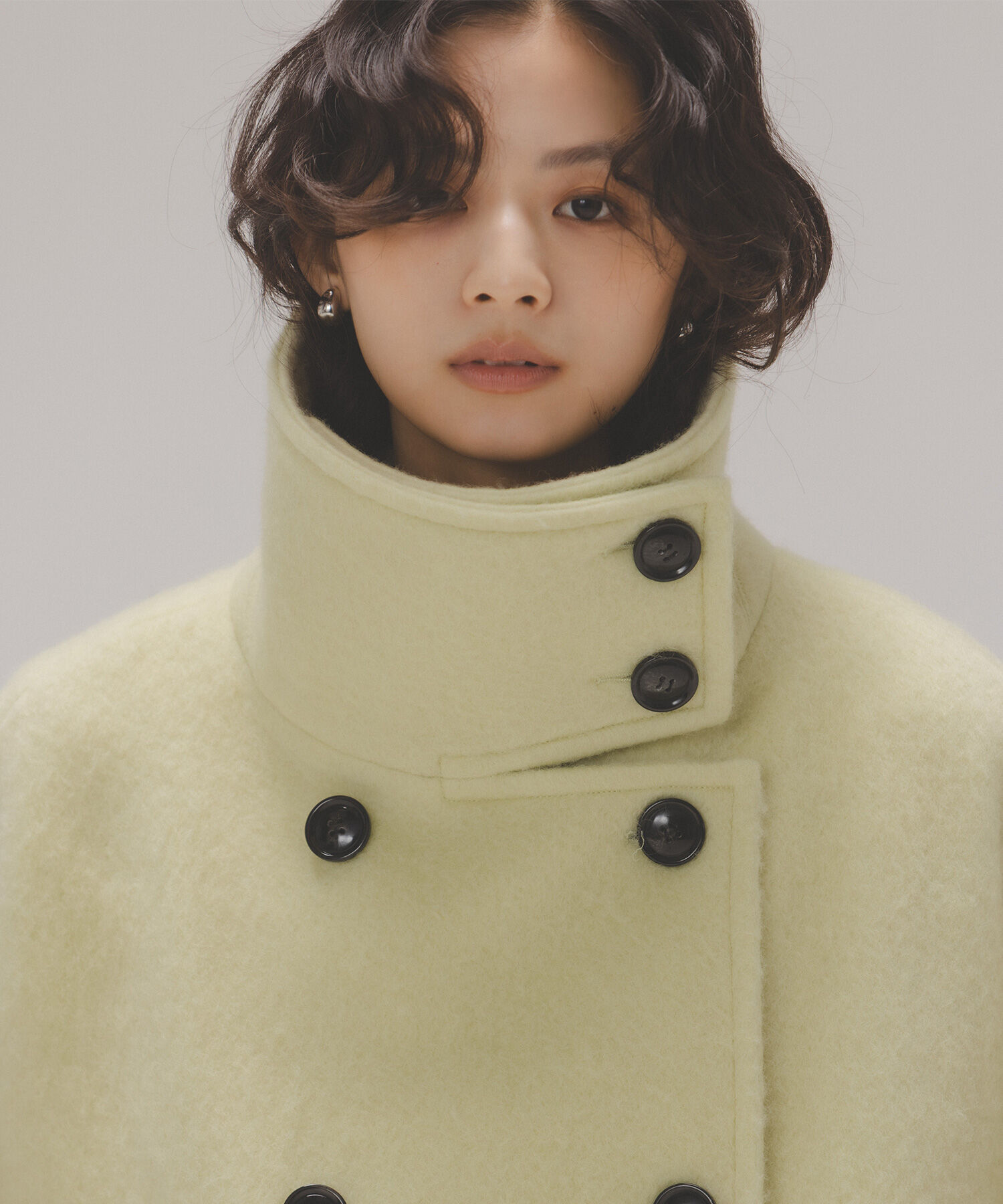  「スタンドネックシャギーミディコート」|ブルゾン・スタジャン|