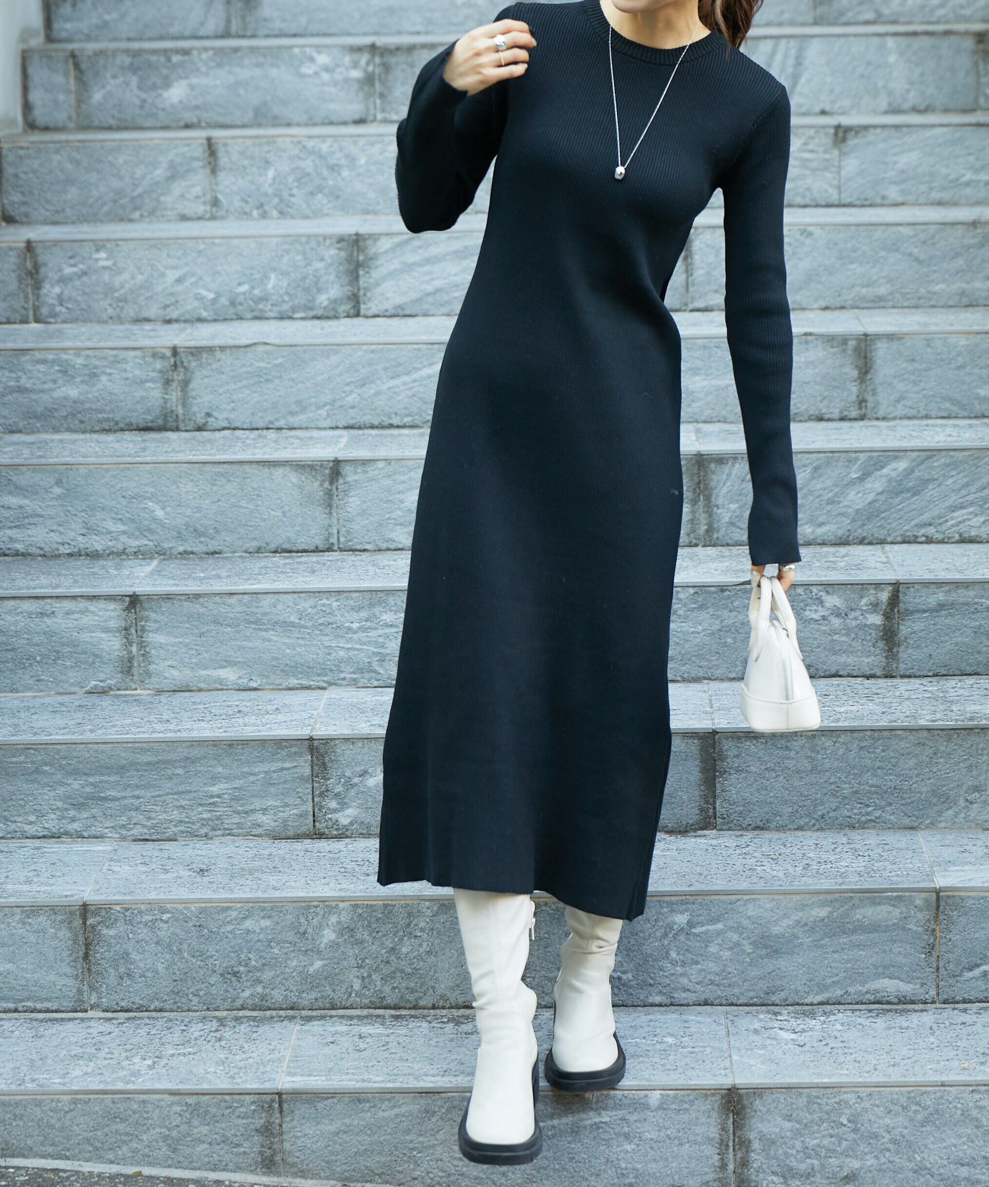  「リブニットロングワンピース」|ワンピース|