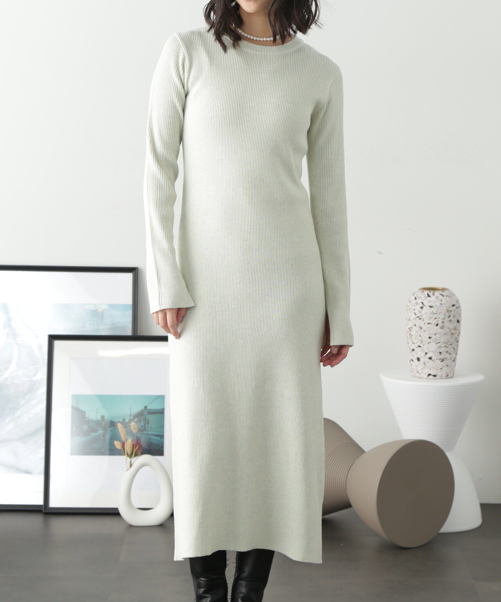  「リブニットロングワンピース」|ワンピース|