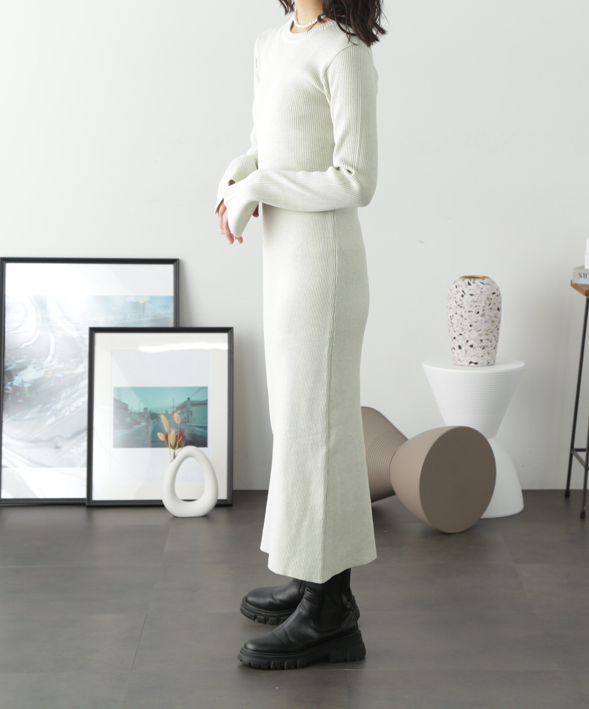  「リブニットロングワンピース」|ワンピース|