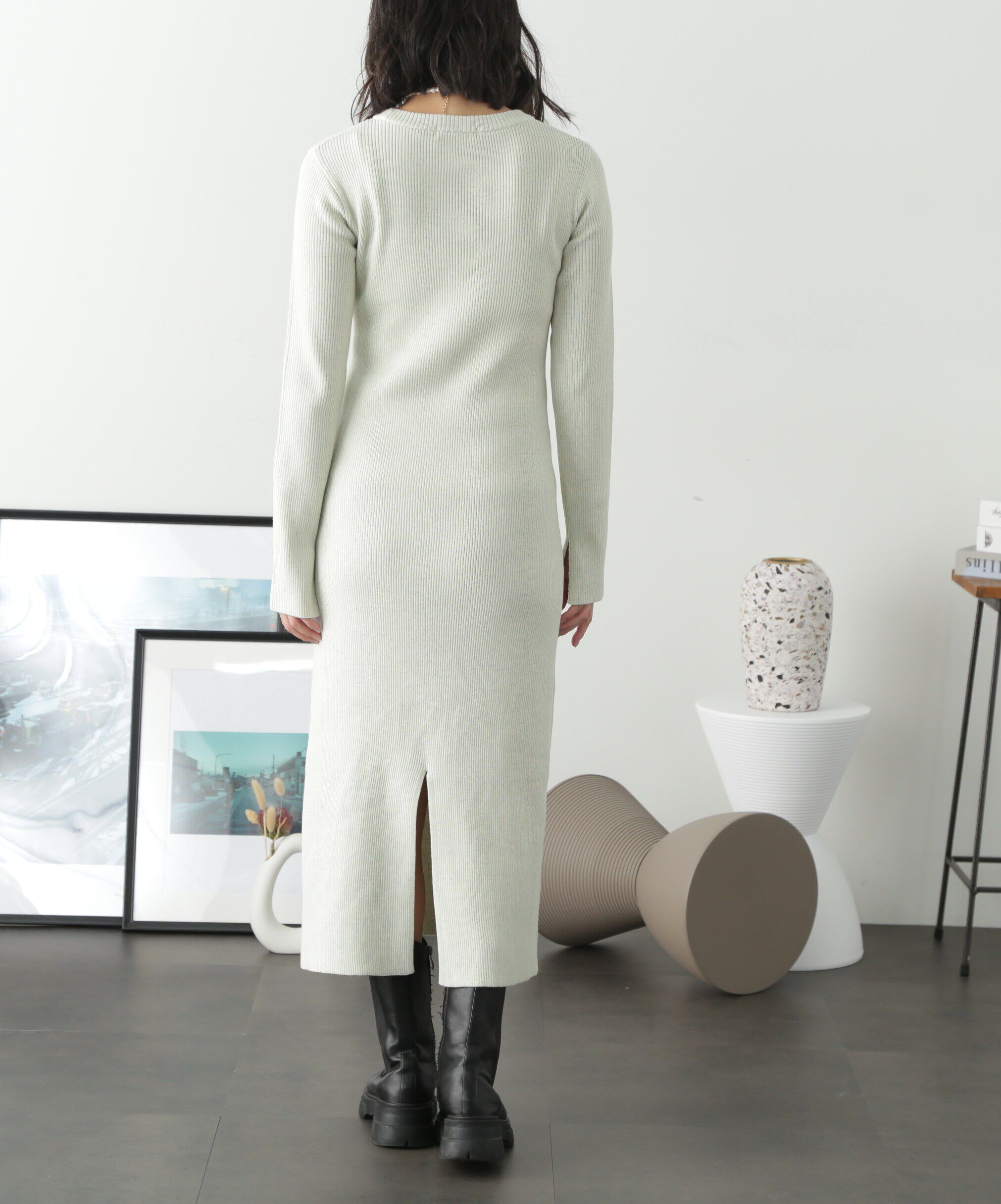  「リブニットロングワンピース」|ワンピース|
