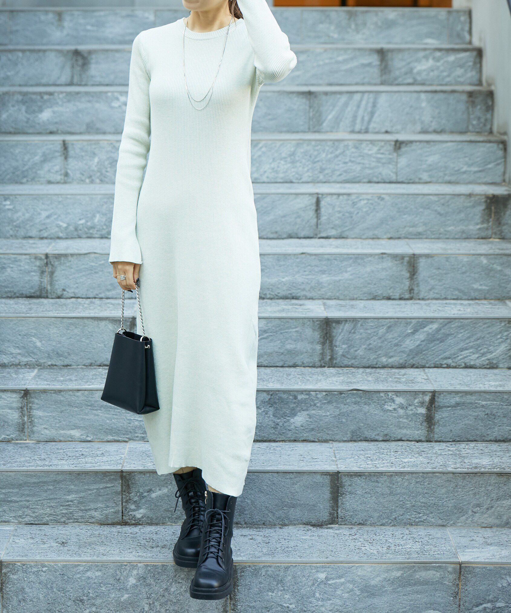  「リブニットロングワンピース」|ワンピース|