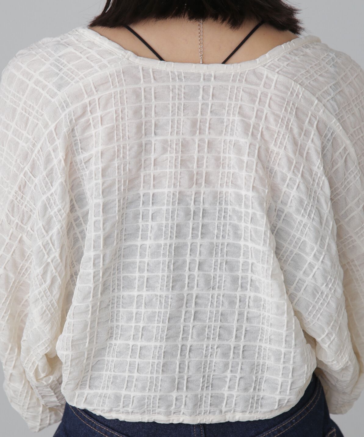  「シアーチェック袖シャーリングボレロ」|Tシャツ・カットソー|