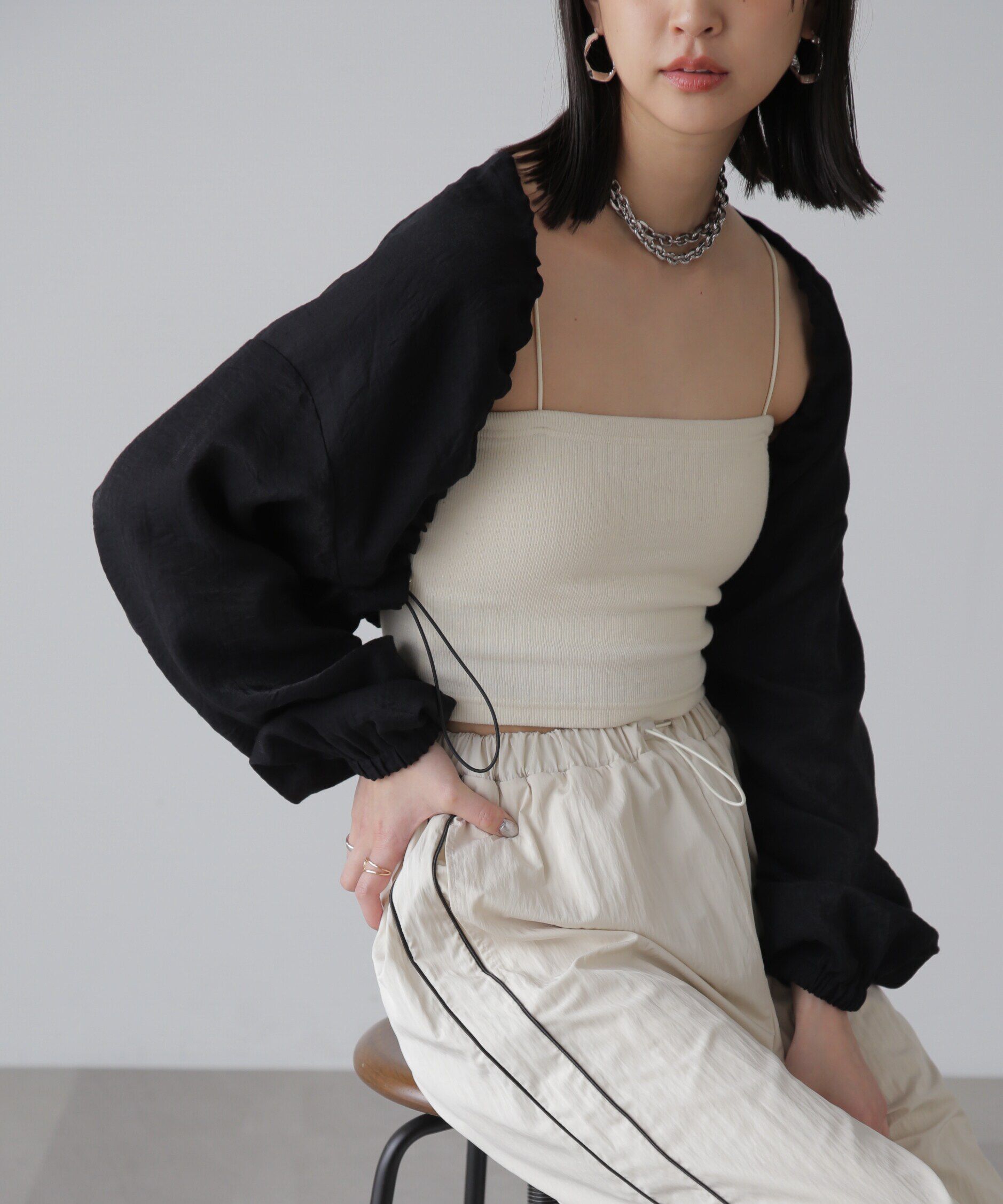  「ドロストショート丈ボレロ」|シャツ・ブラウス|