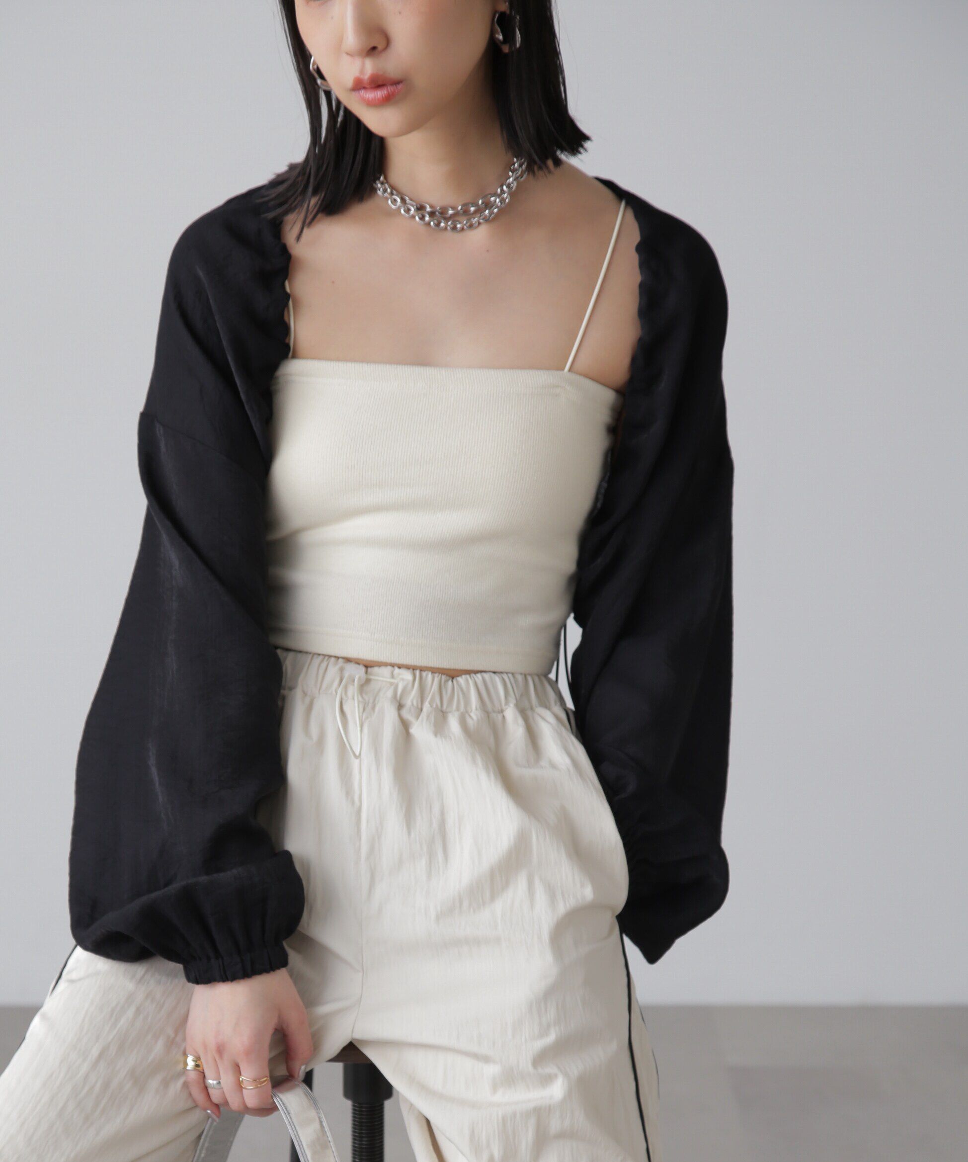  「ドロストショート丈ボレロ」|シャツ・ブラウス|