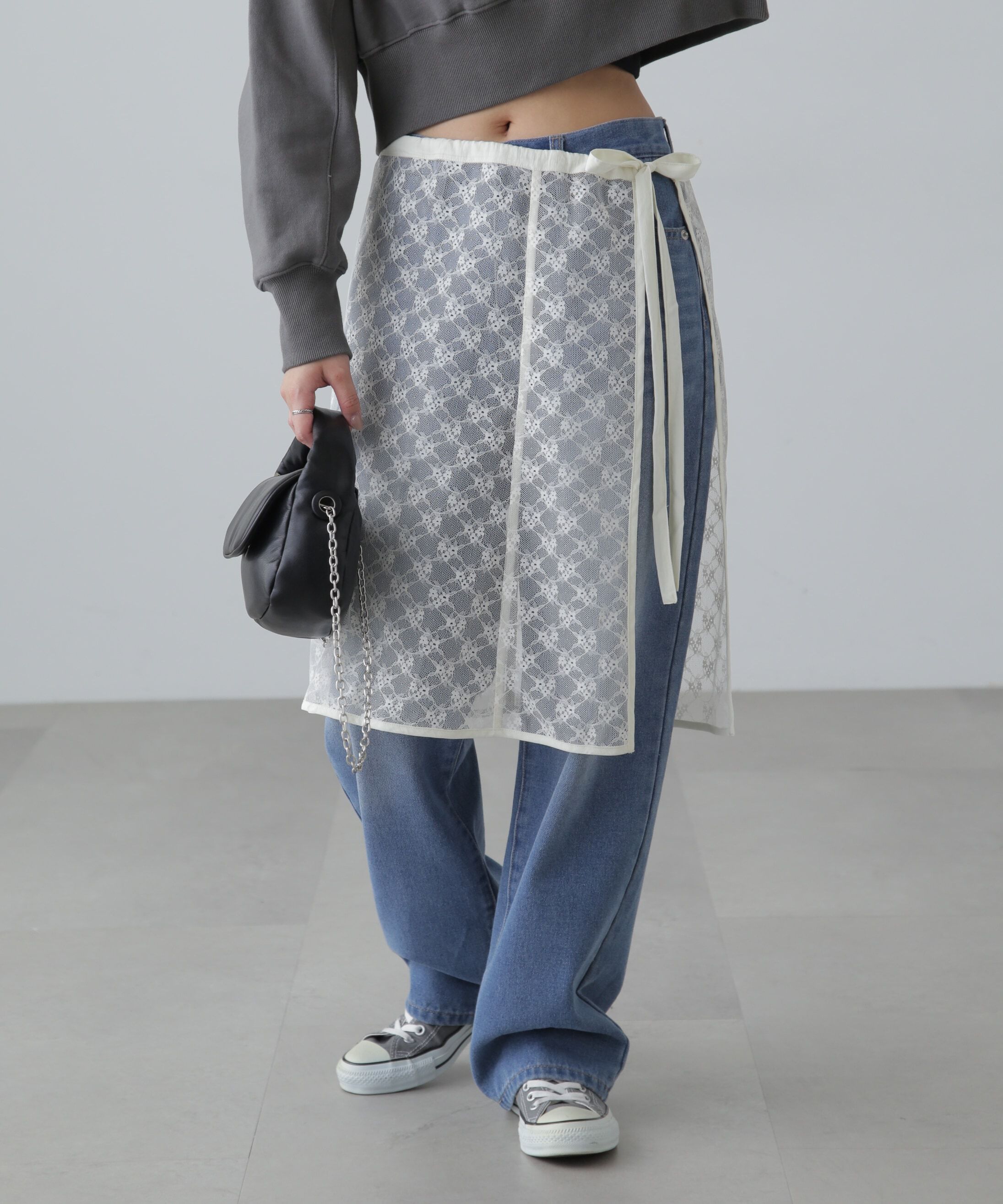  「レースラップレイヤードスカート」|スカート|