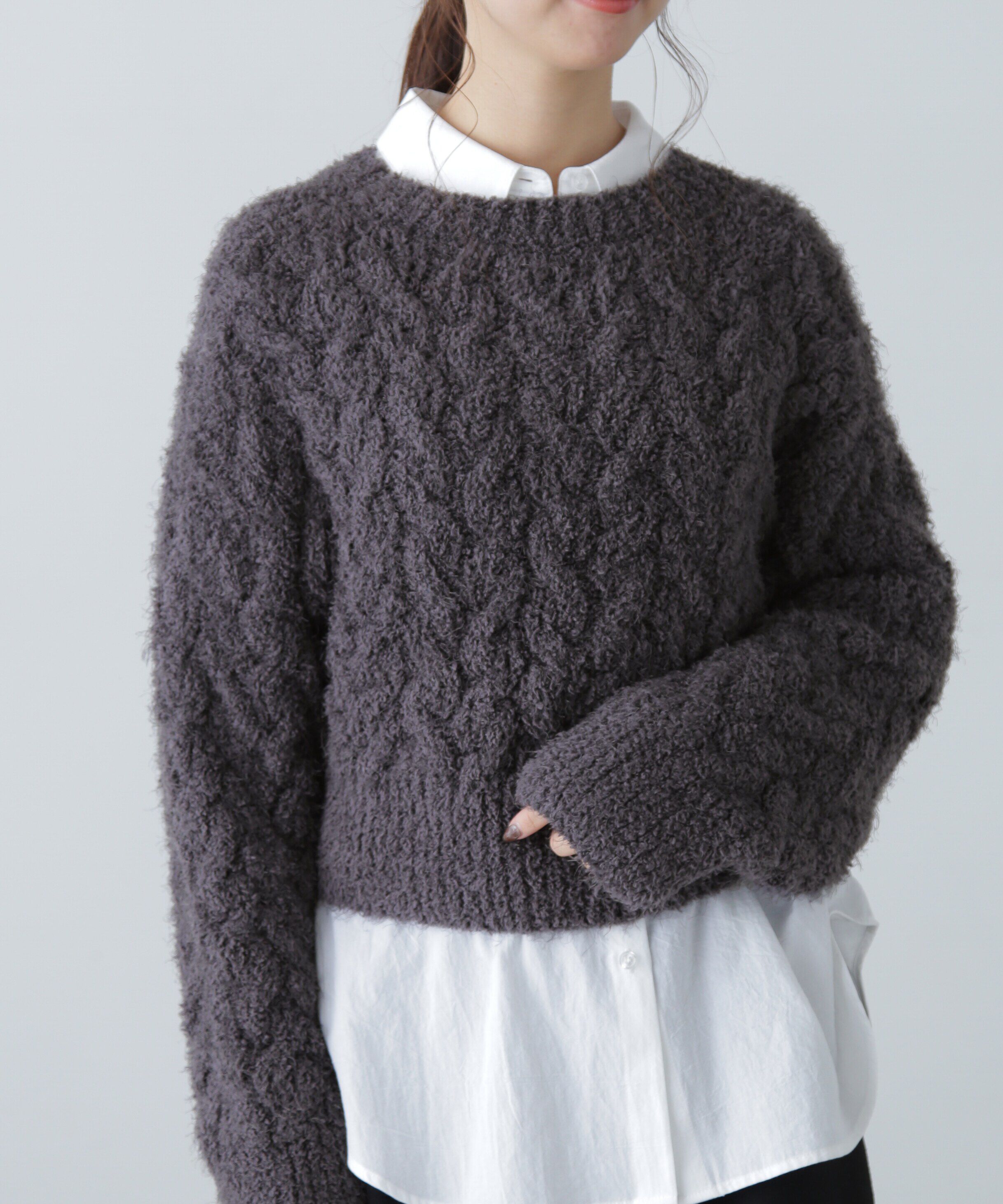  「シャギーケーブルニット」|ニット・セーター|