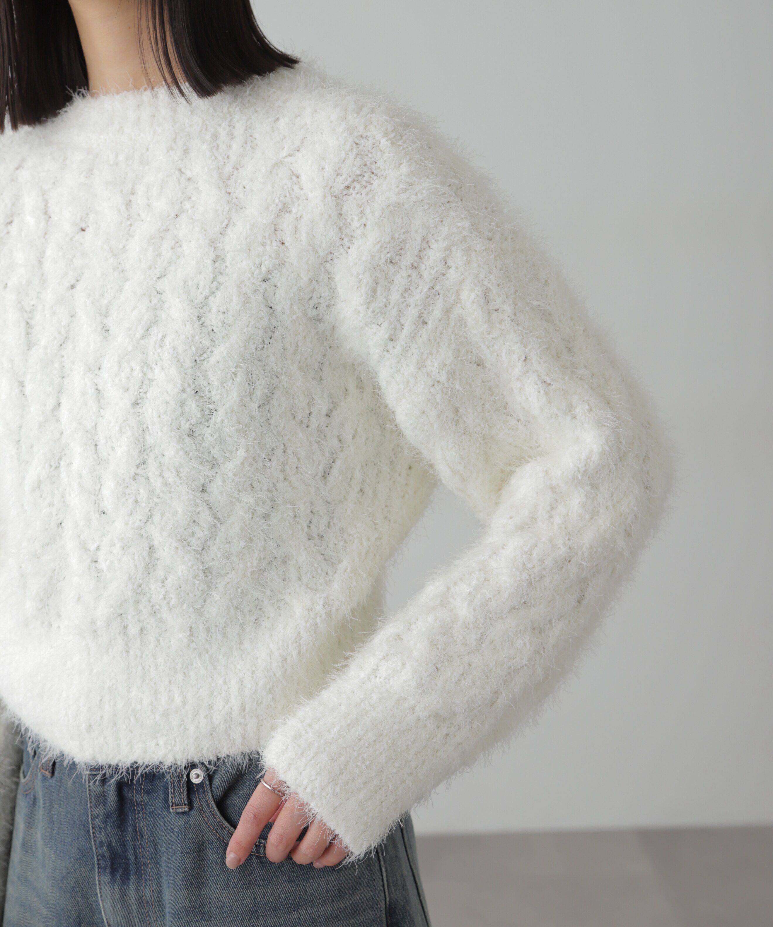  「シャギーケーブルニット」|ニット・セーター|