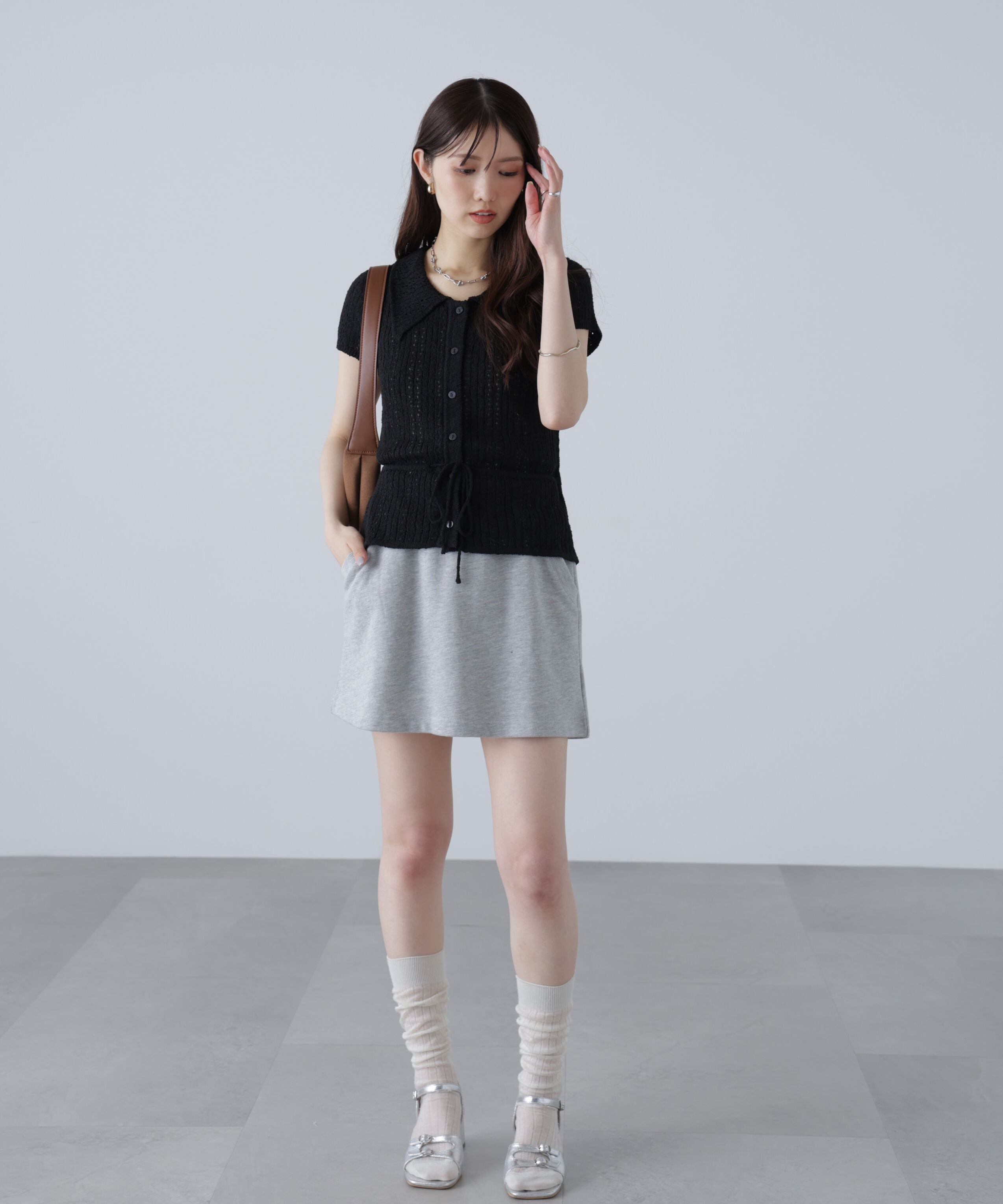  「透かし編みペプラムニット」|ニット・セーター|