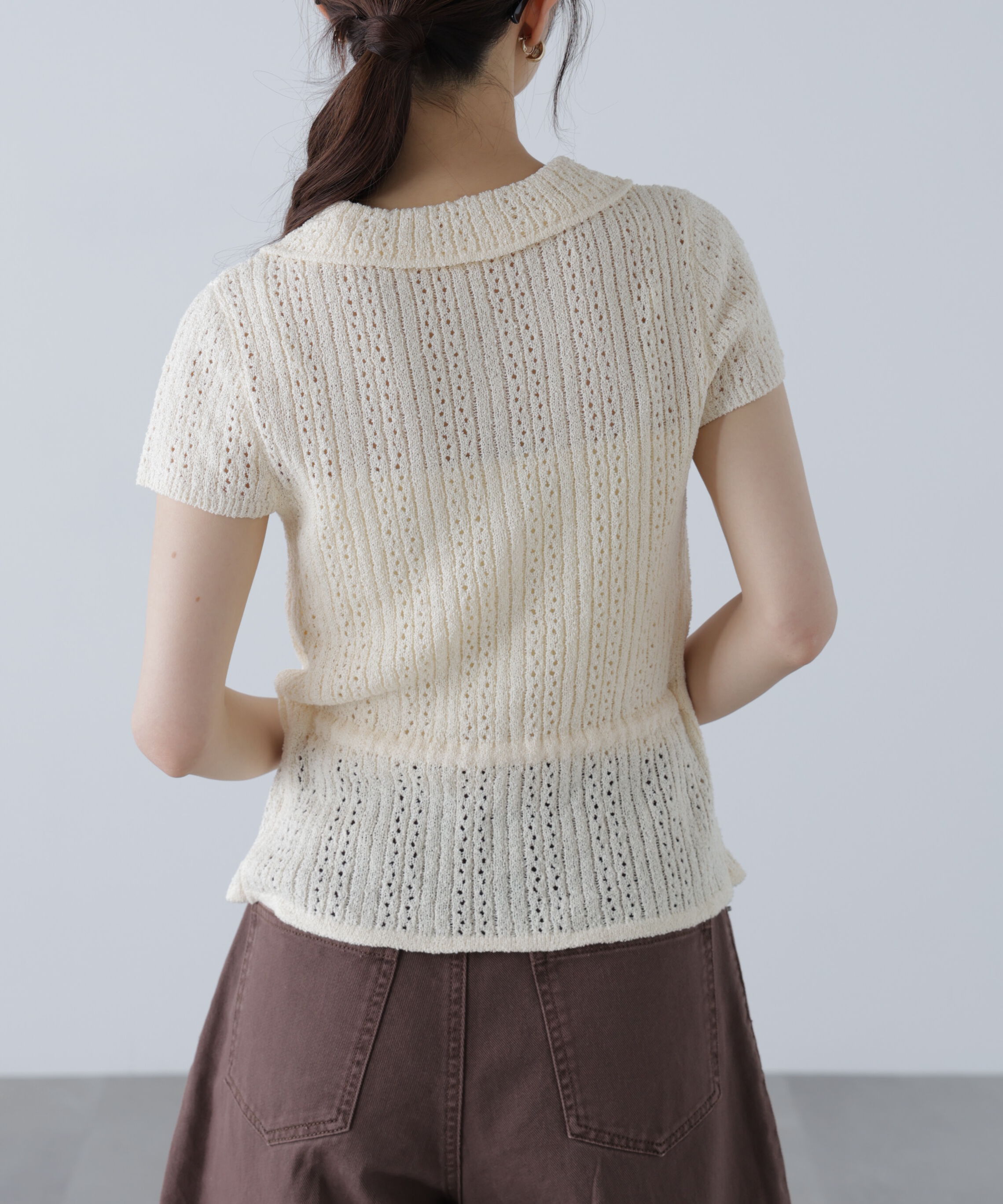  「透かし編みペプラムニット」|ニット・セーター|
