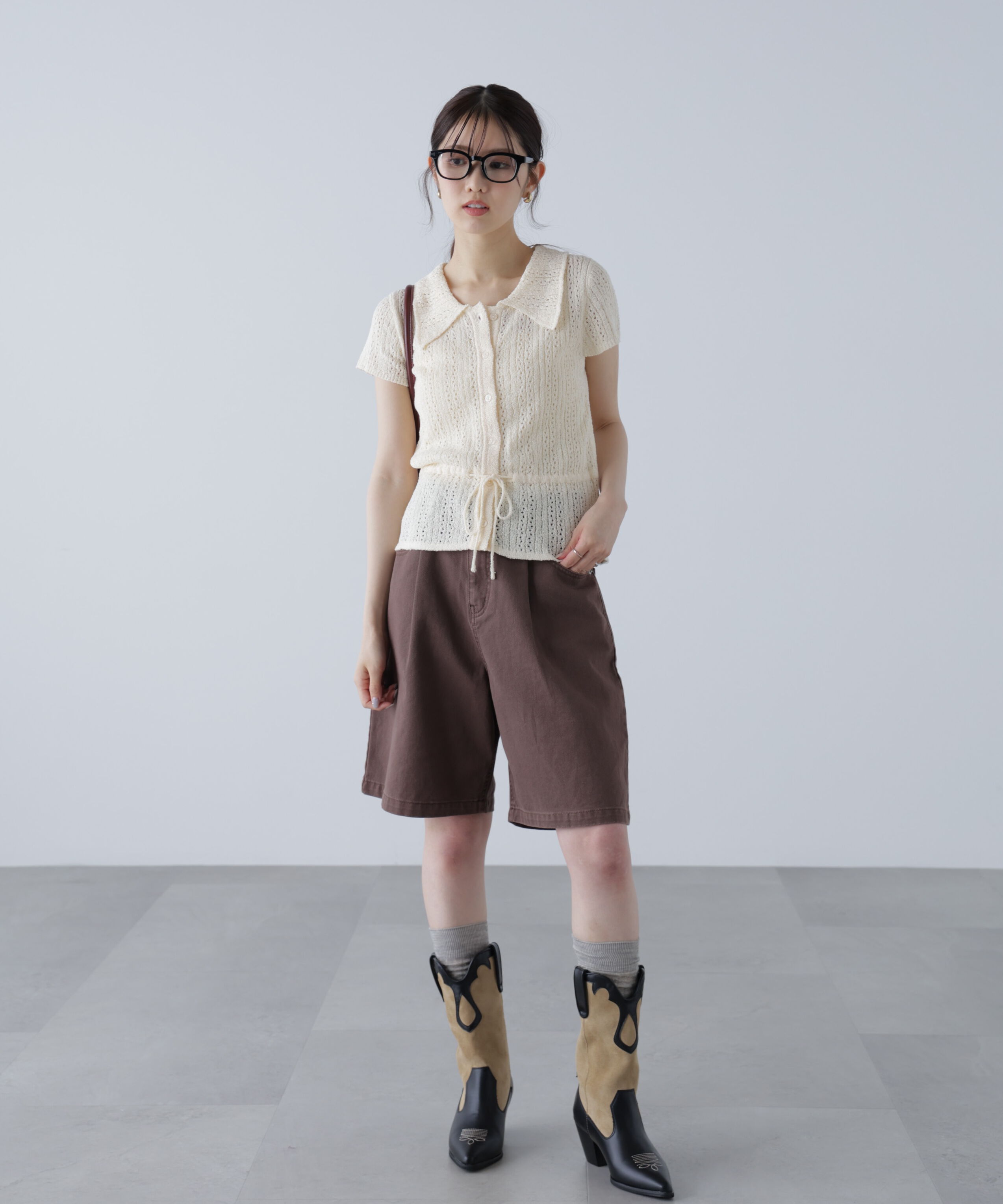  「透かし編みペプラムニット」|ニット・セーター|