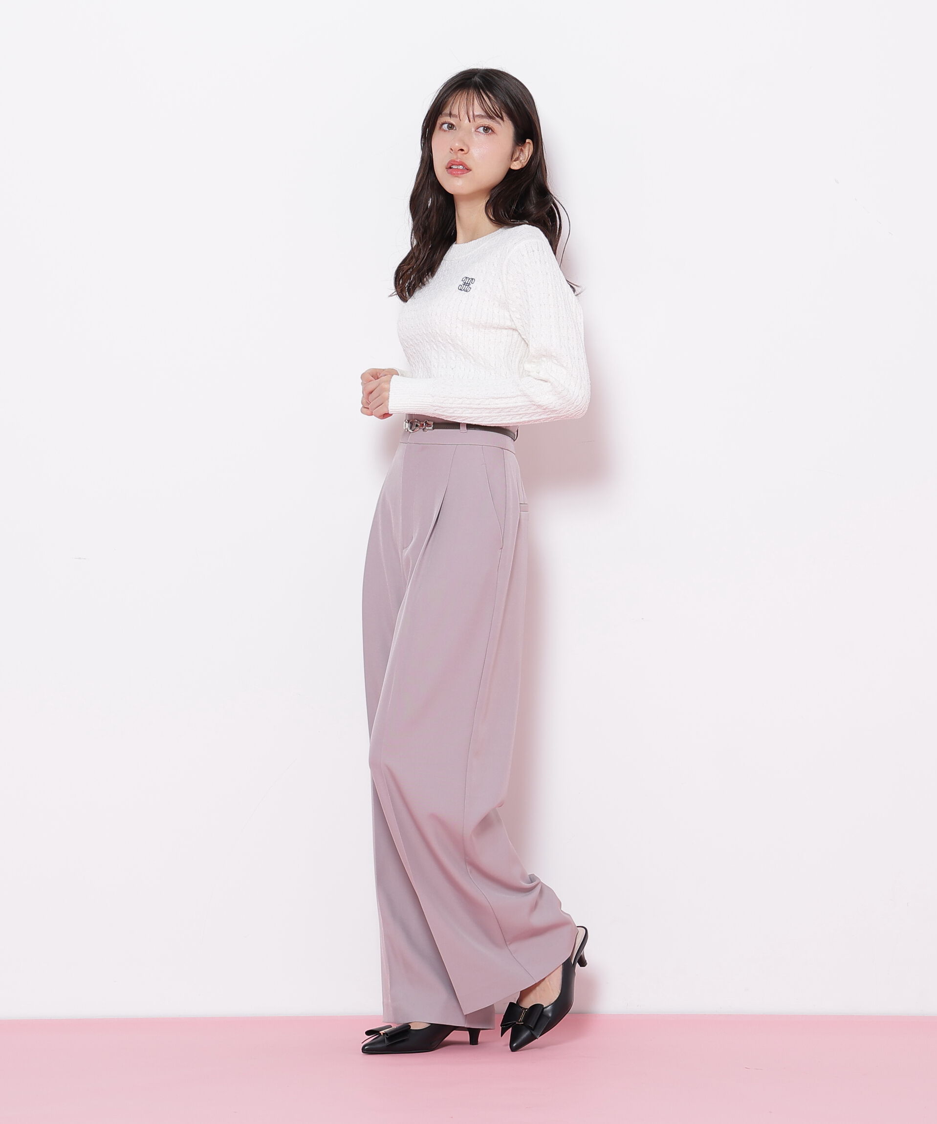  「ミニブークレーケーブルニット」|ニット・セーター|