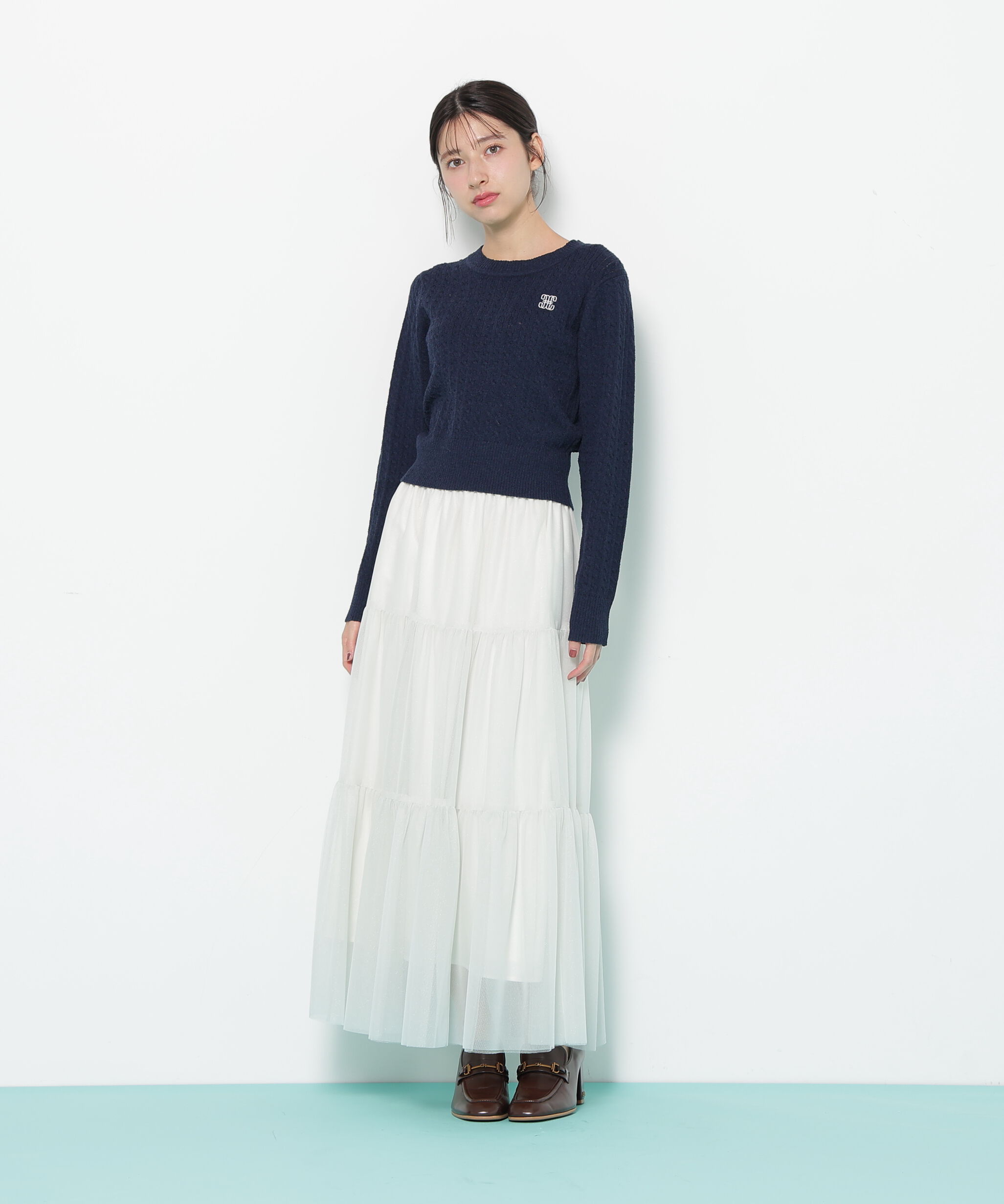  「ミニブークレーケーブルニット」|ニット・セーター|