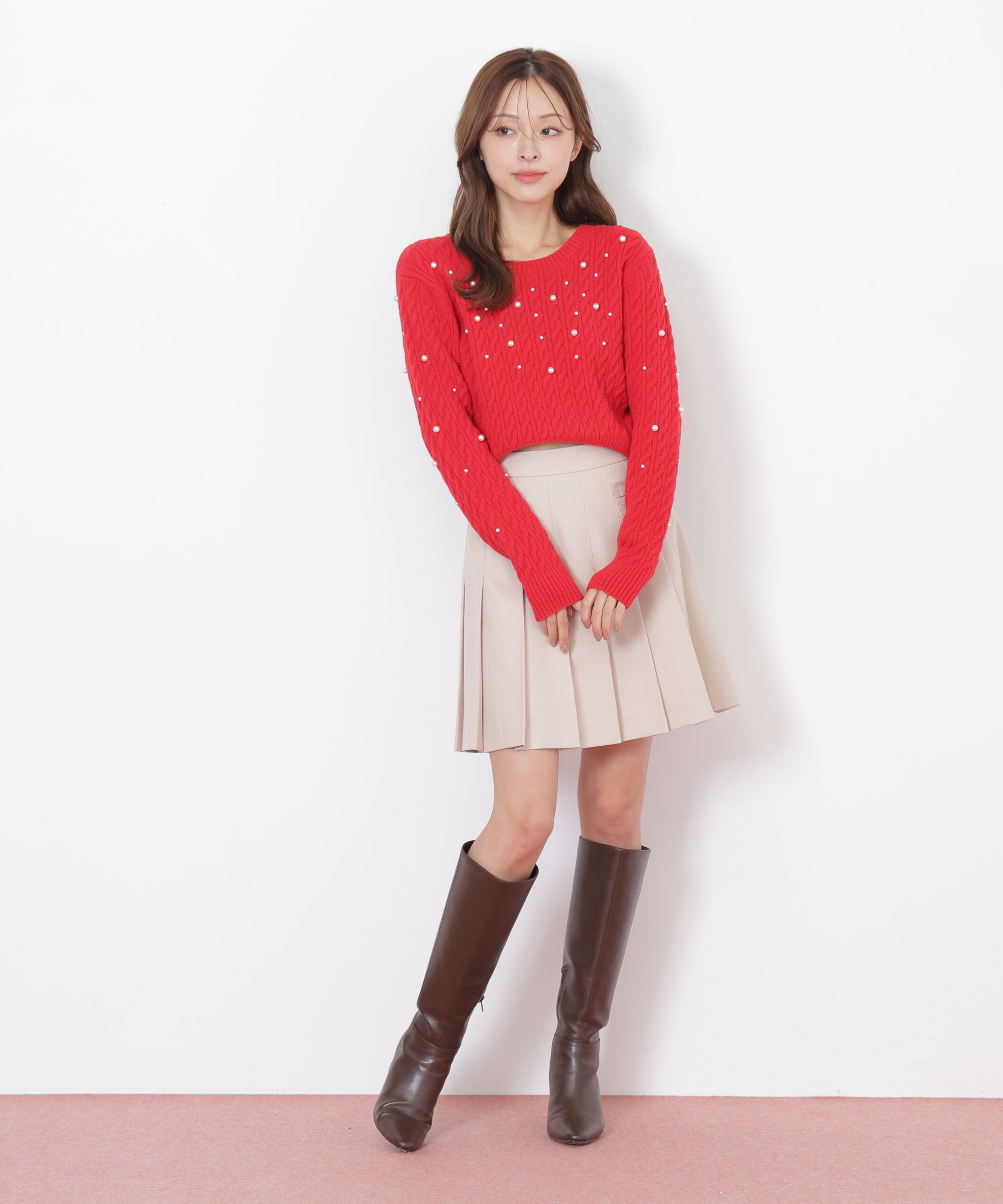  「サイドベルトプリーツミニスカート」|スカート|