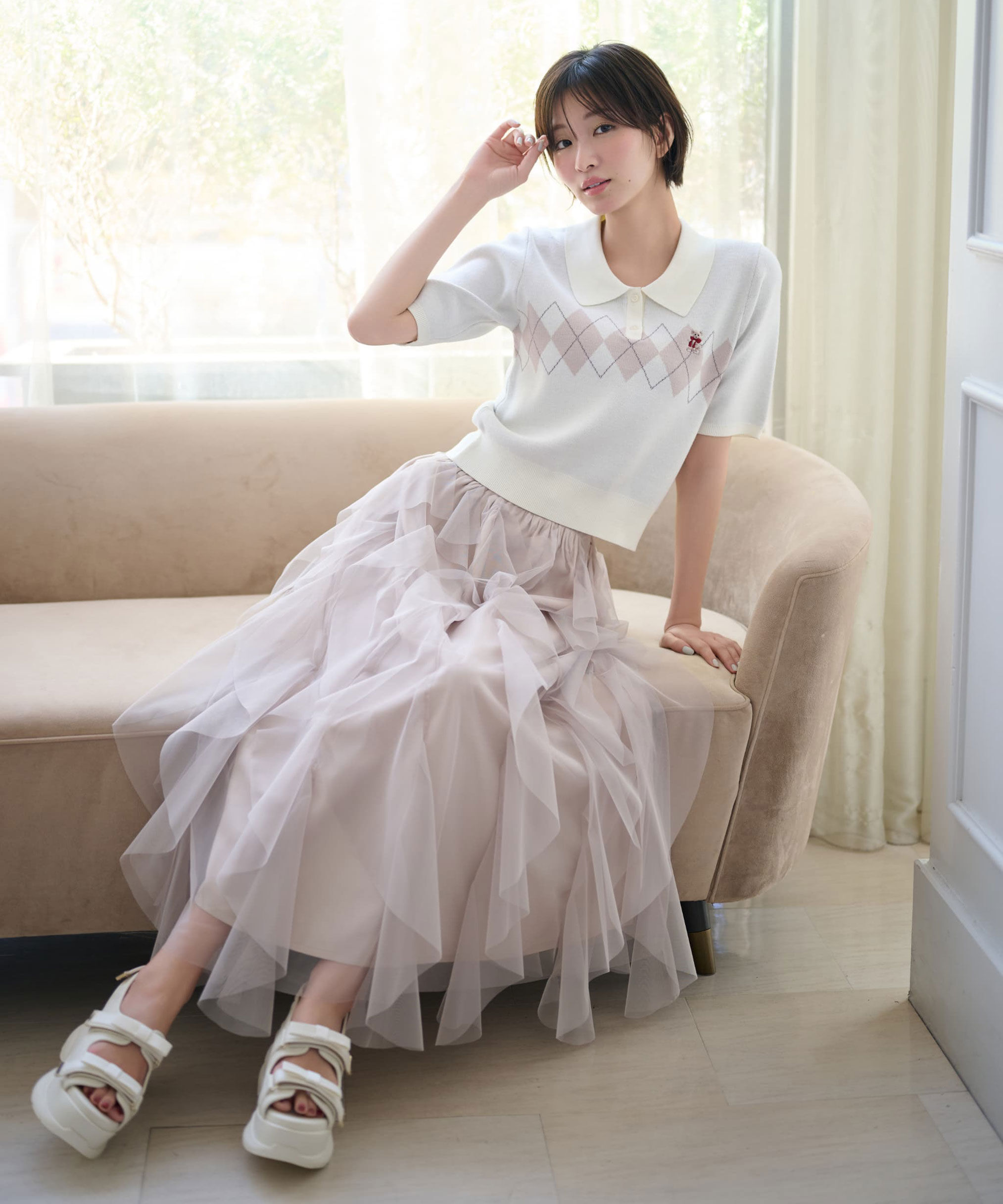  「縦ラッフルシアースカート」|スカート|