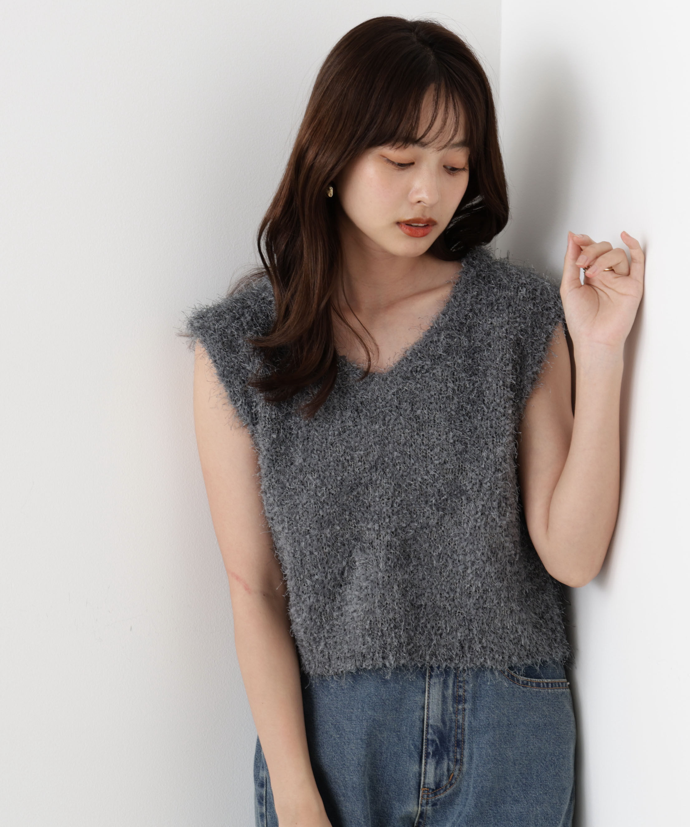 PROPORTION BODY DRESSING「＜ハンドウォッシャブル＞フェザーノースリニット」|ニット・セーター|