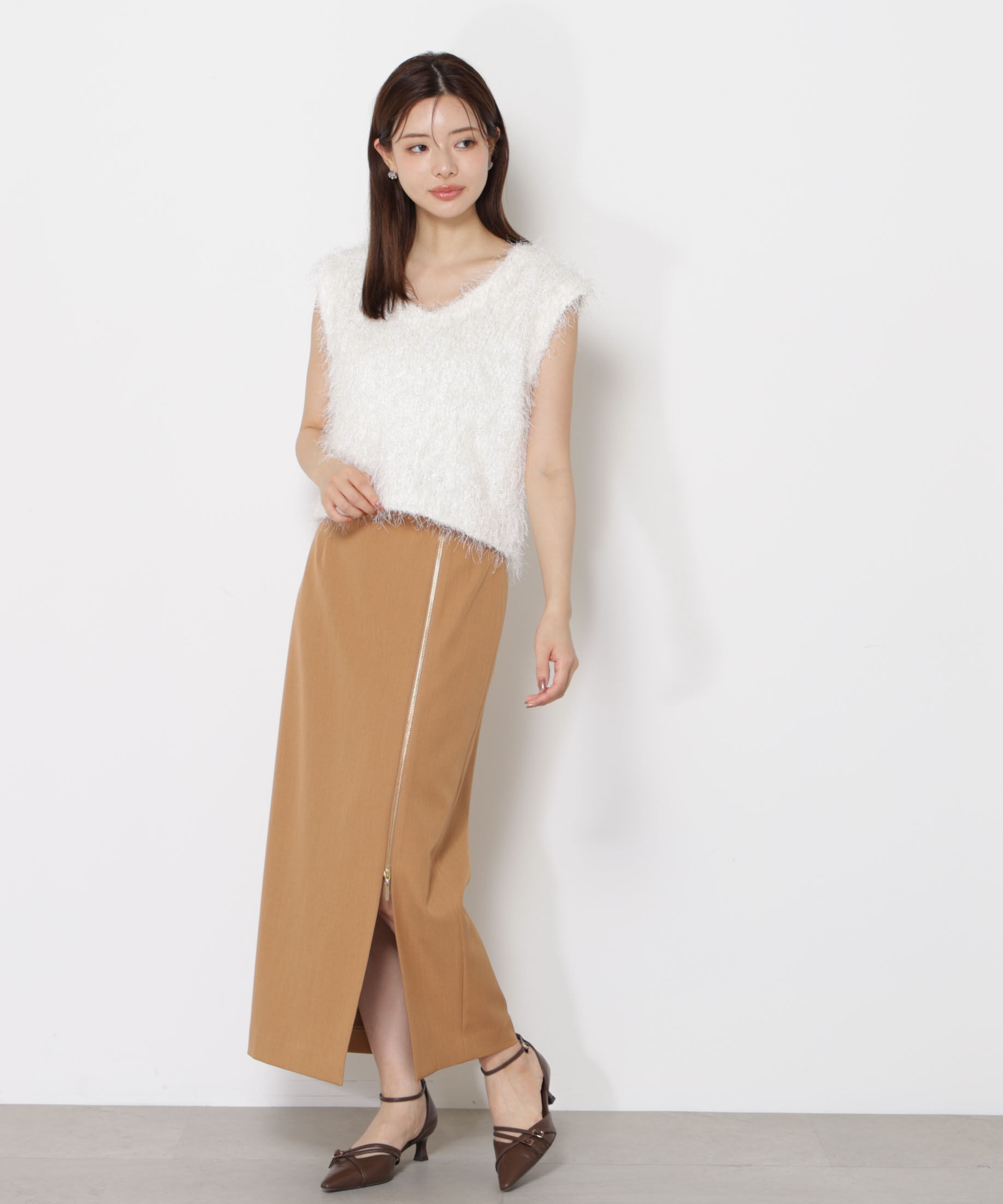 PROPORTION BODY DRESSING「＜ハンドウォッシャブル＞フェザーノースリニット」|ニット・セーター|