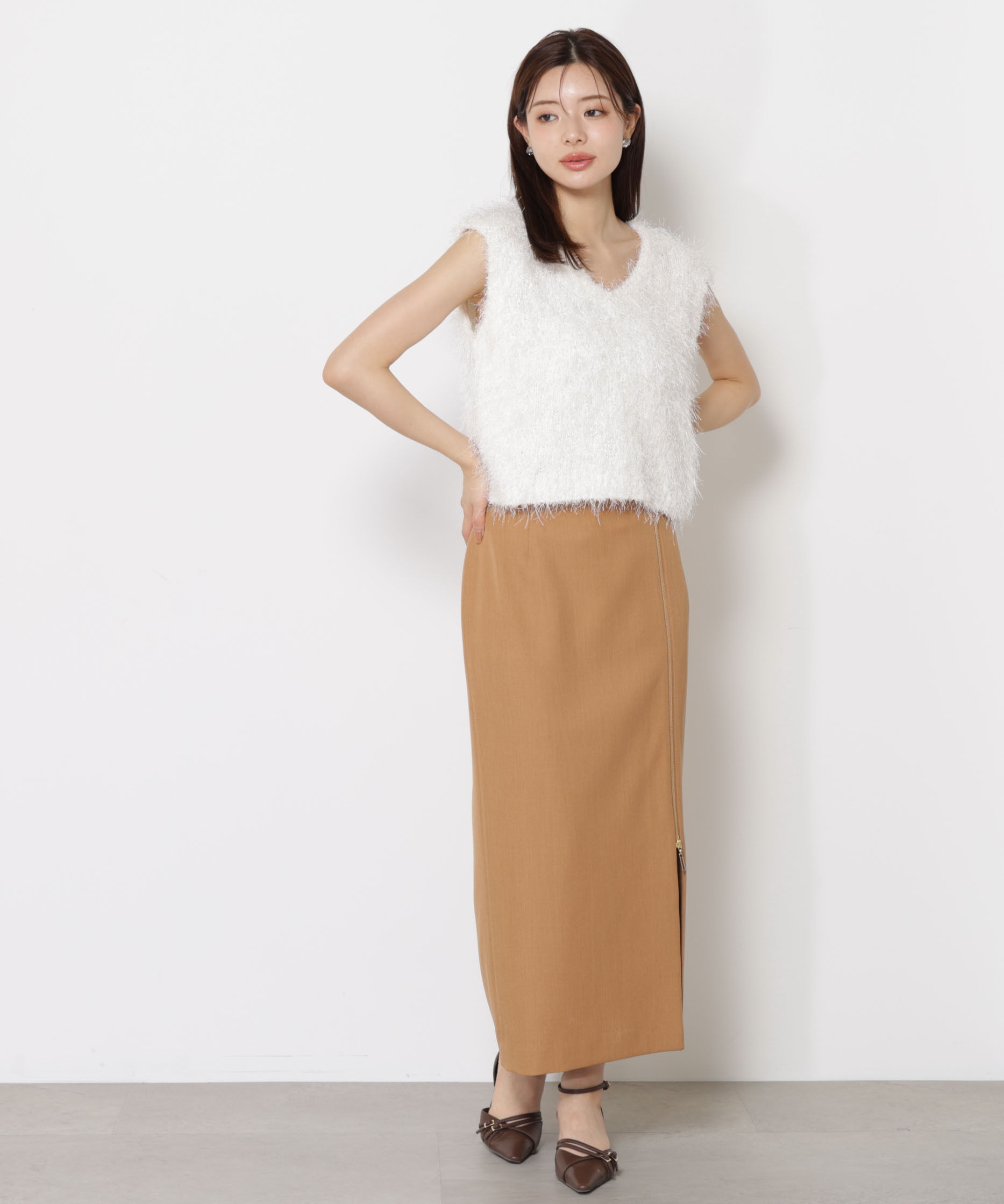 PROPORTION BODY DRESSING「＜ハンドウォッシャブル＞フェザーノースリニット」|ニット・セーター|