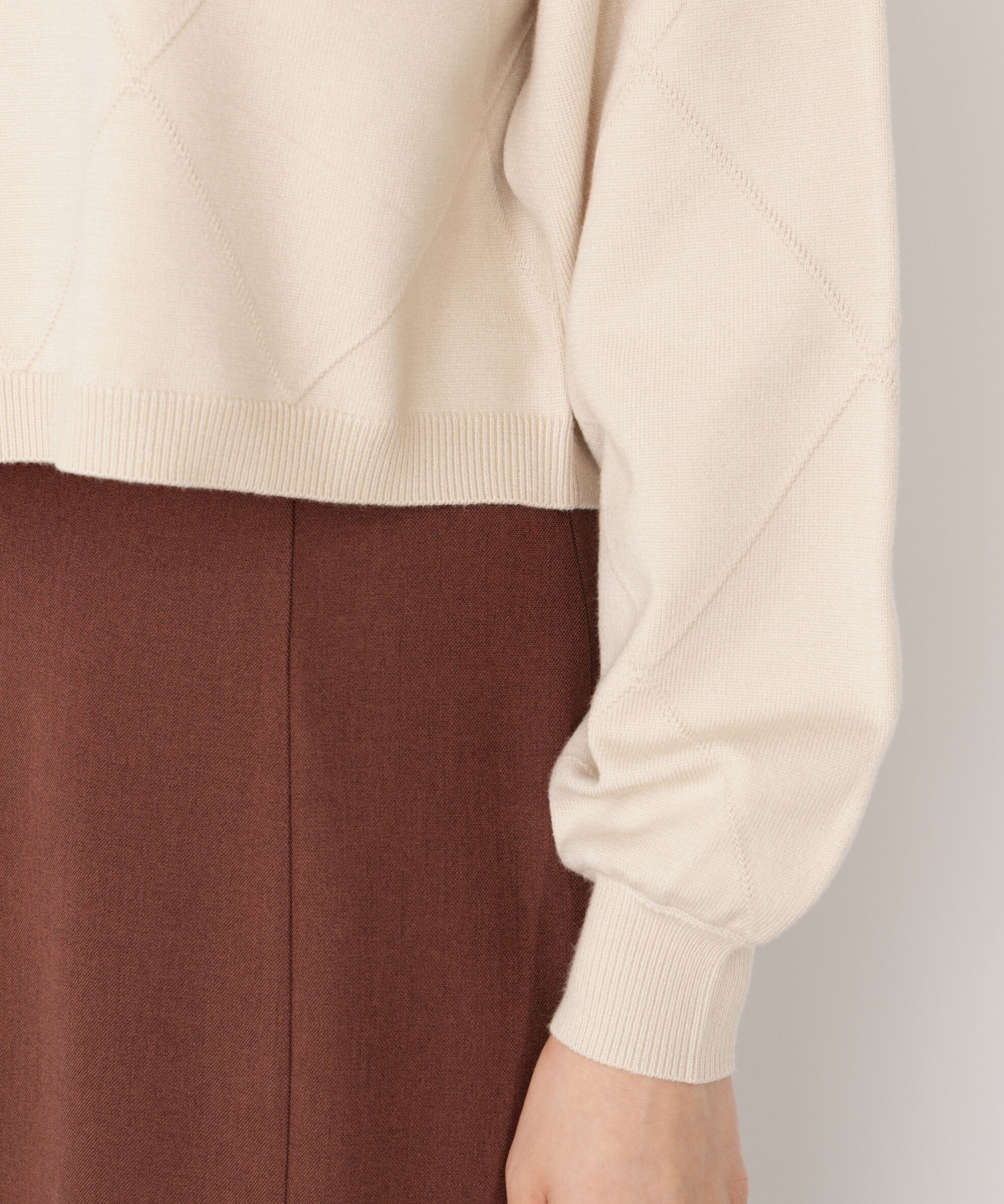 PROPORTION BODY DRESSING「＜ハンドウォッシャブル＞ダイヤ柄短丈ニット 25AW」|ニット・セーター|