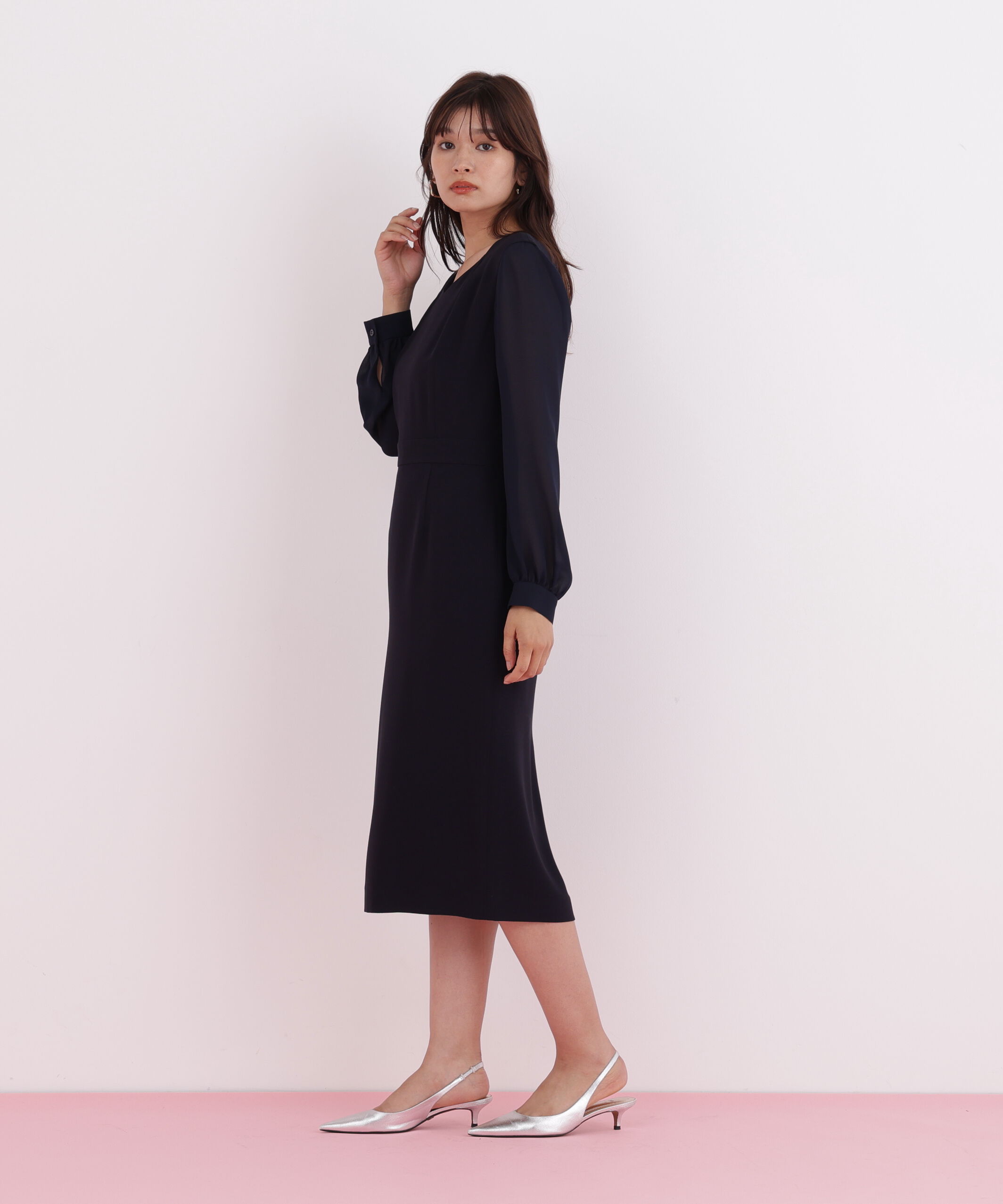  「ダイヤモンドネックコンビワンピース」|ワンピース|