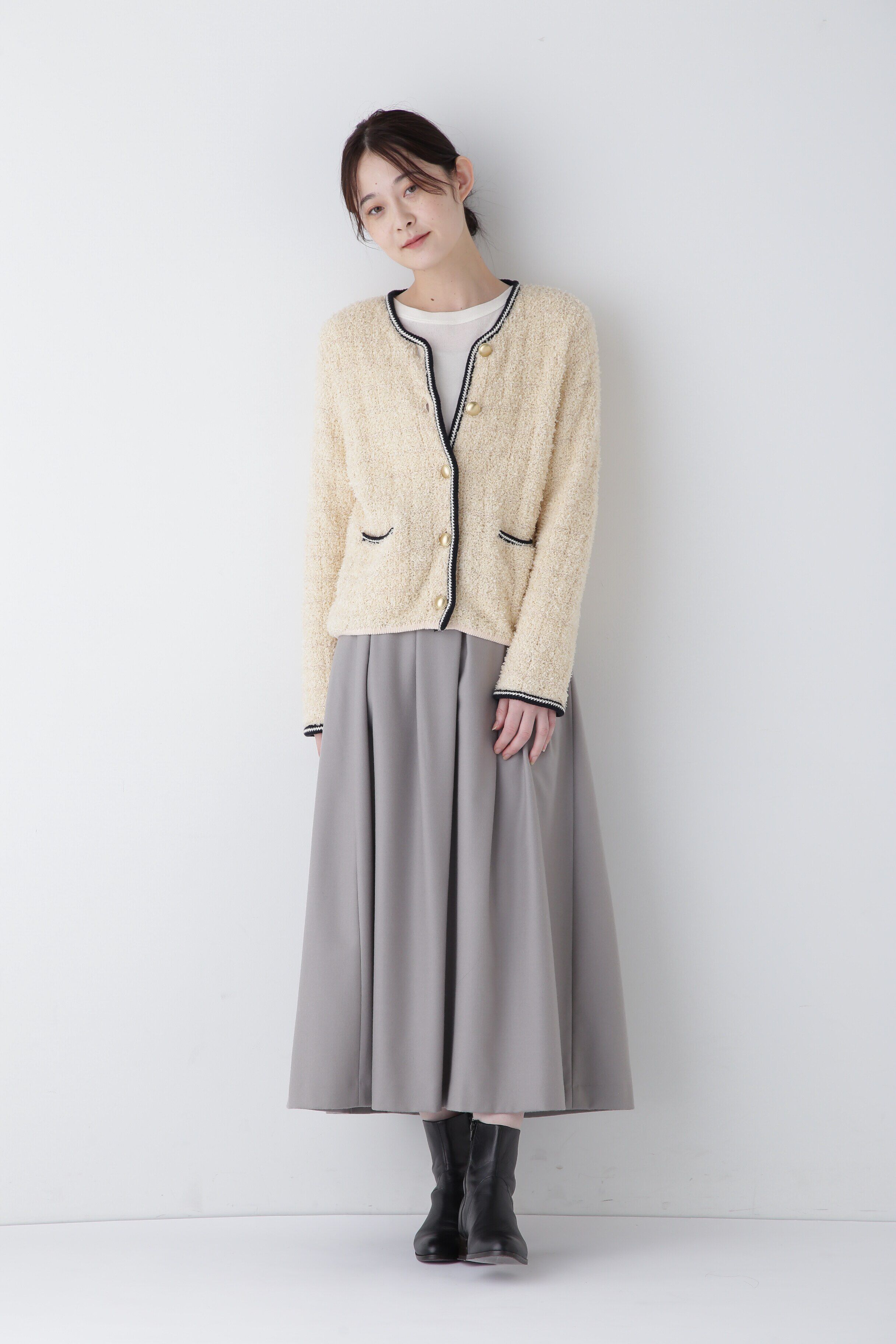  「◆花モールニットツイードジャケット」|ニット・セーター|