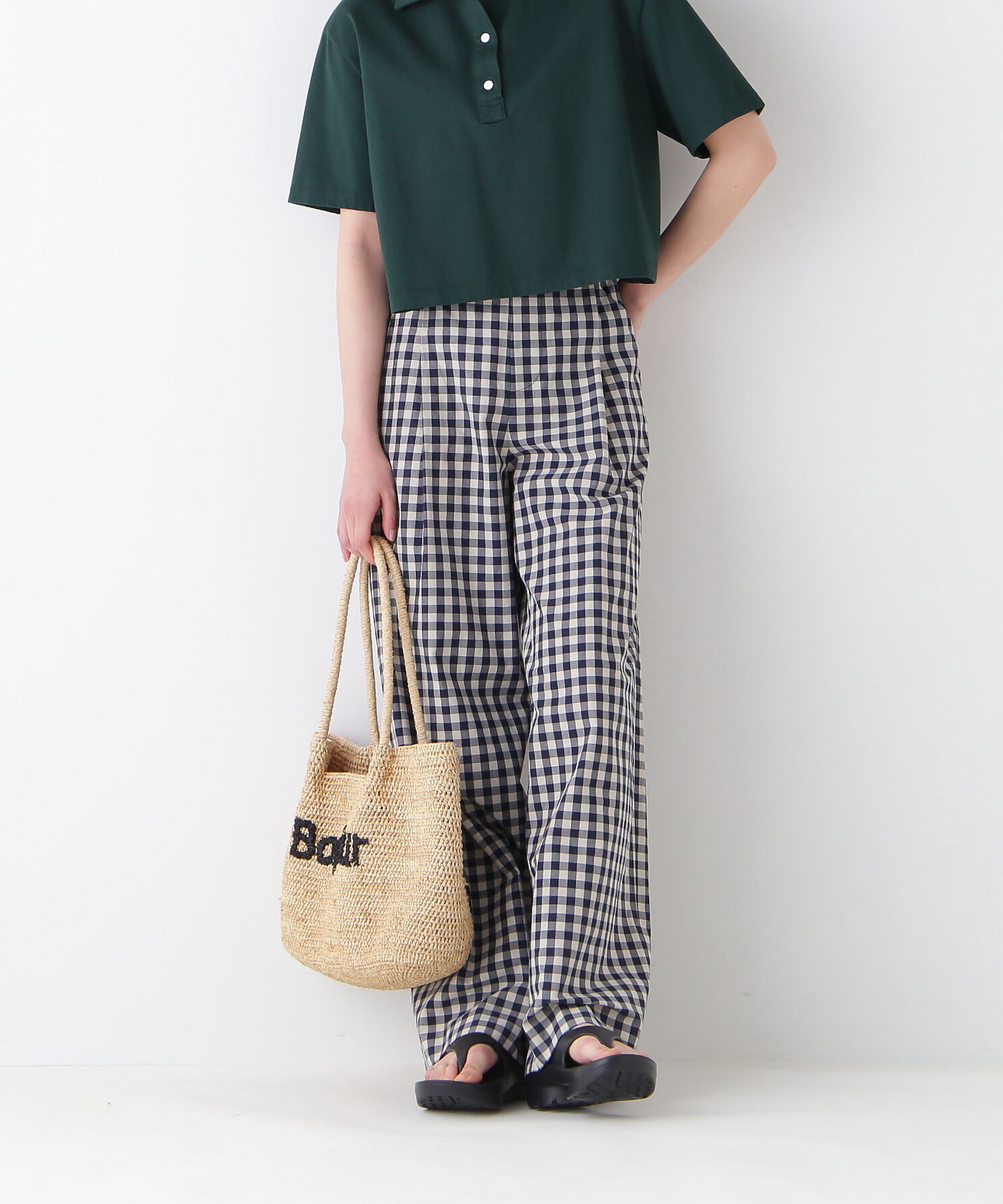  「◆ギンガムチェックワンタックセミワイドパンツ」|その他|ネイビーギン 3