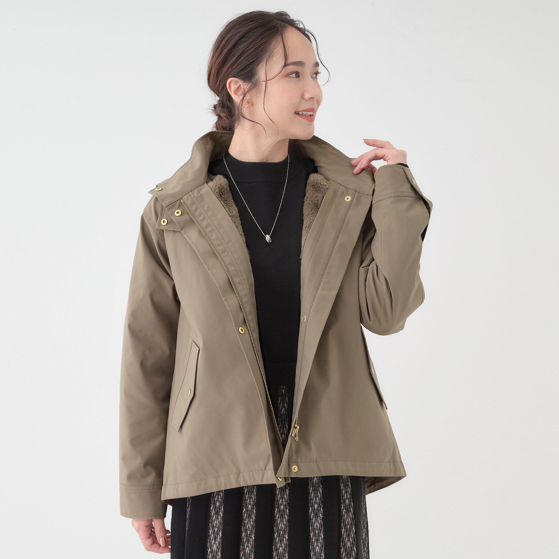 SHOO･LA･RUE「【撥水/マルチWAY】フェイクファーライナー付き 欲張りマンパ」|ブルゾン・スタジャン|