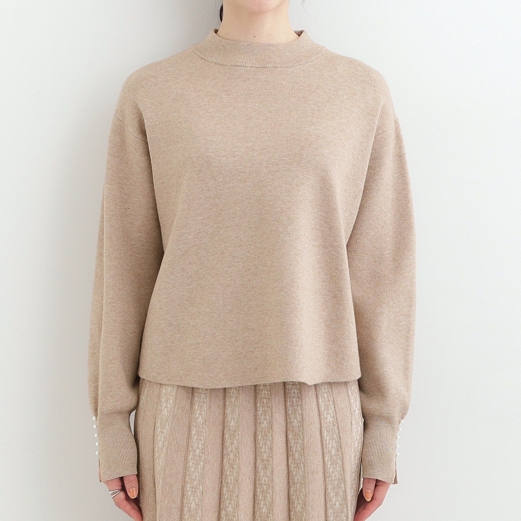 SHOO･LA･RUE「【洗濯機可/セットアップ可/S-LL】インせず着られる もちもち裾ラウンドニット」|ニット・セーター|