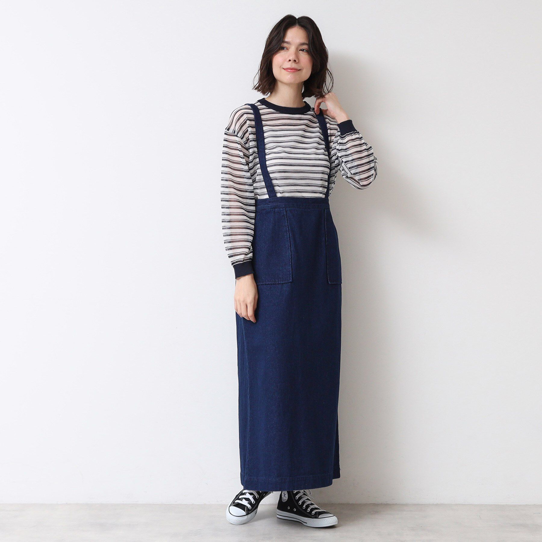 Dessin「【洗える・後ろゴム】サスペンダー付デニムスカート（S～L）」|スカート|
