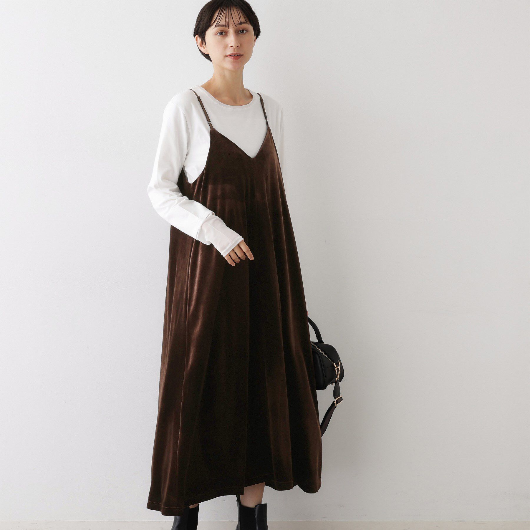 Dessin「【前後2WAY/洗える】ベロアワンピース」|ワンピース|ブラウン(044)