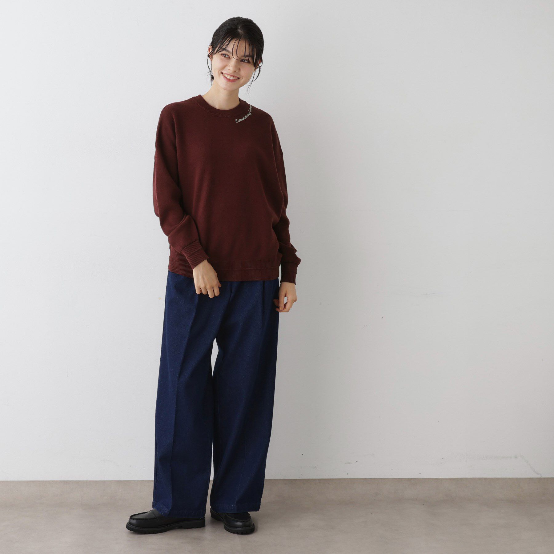 Dessin「【洗える】刺繍入りジャカードニット」|ニット・セーター|