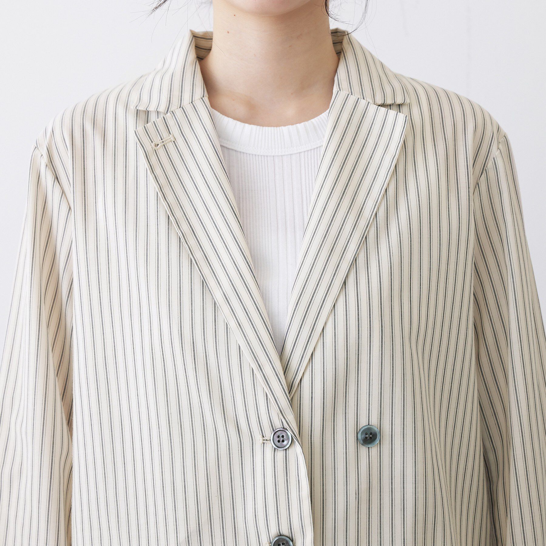 Dessin「【セットアップ可/洗える】ストライプシャツジャケット」|テーラードジャケット|