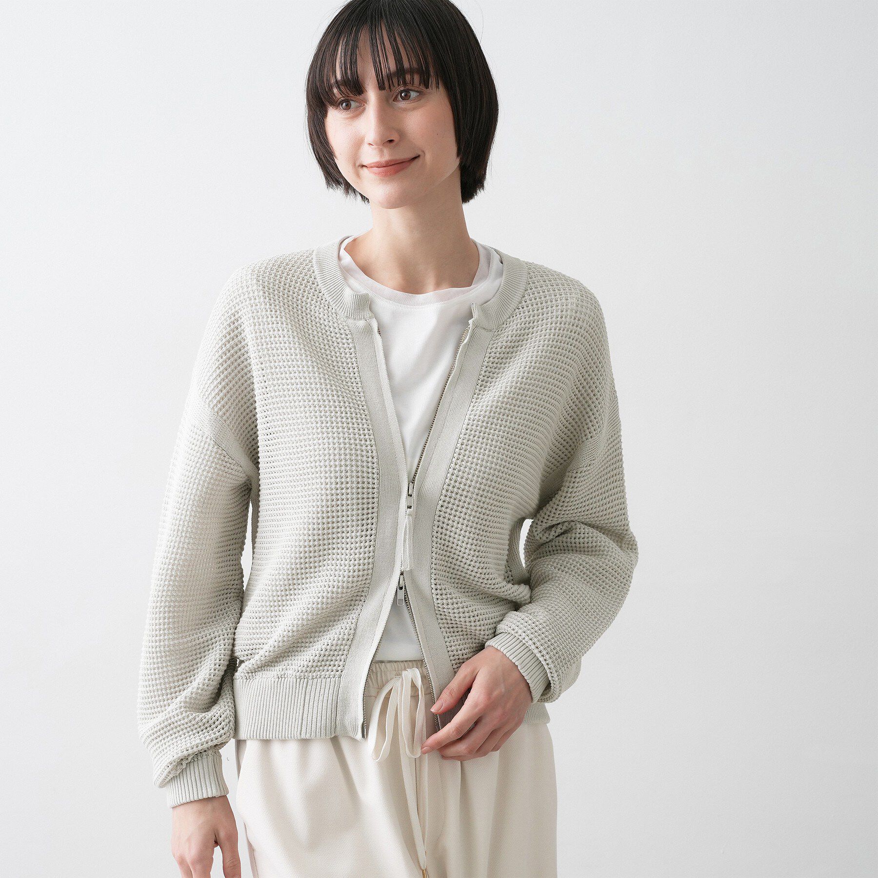 Dessin「【洗える】コットンメッシュニットカーディガン」|カーディガン|