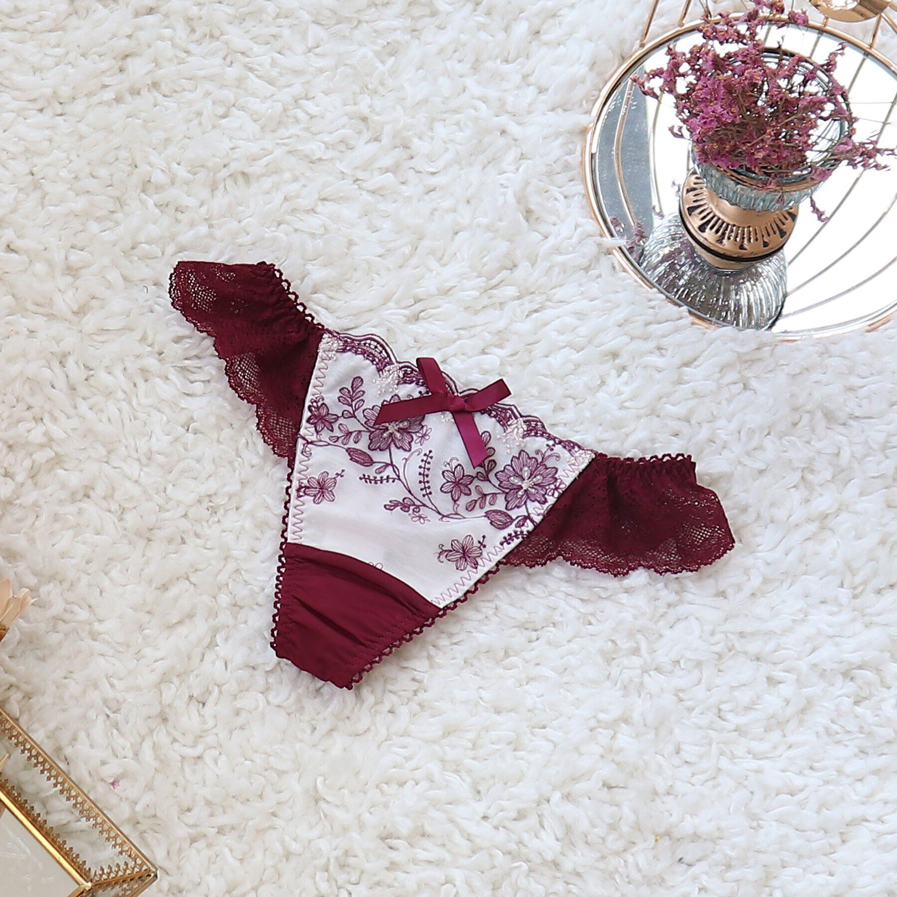 Risa Magli「エトワル Tバックショーツ」|インナー|ボルドー(064)