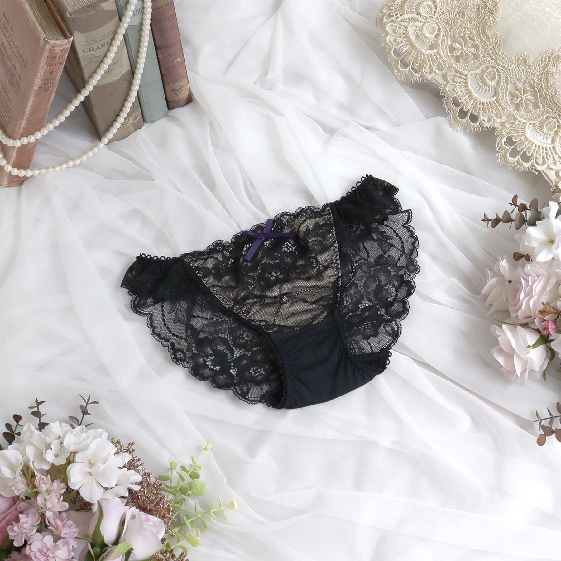 Risa Magli「ノーラ レースショーツ」|インナー|ブラック(019)